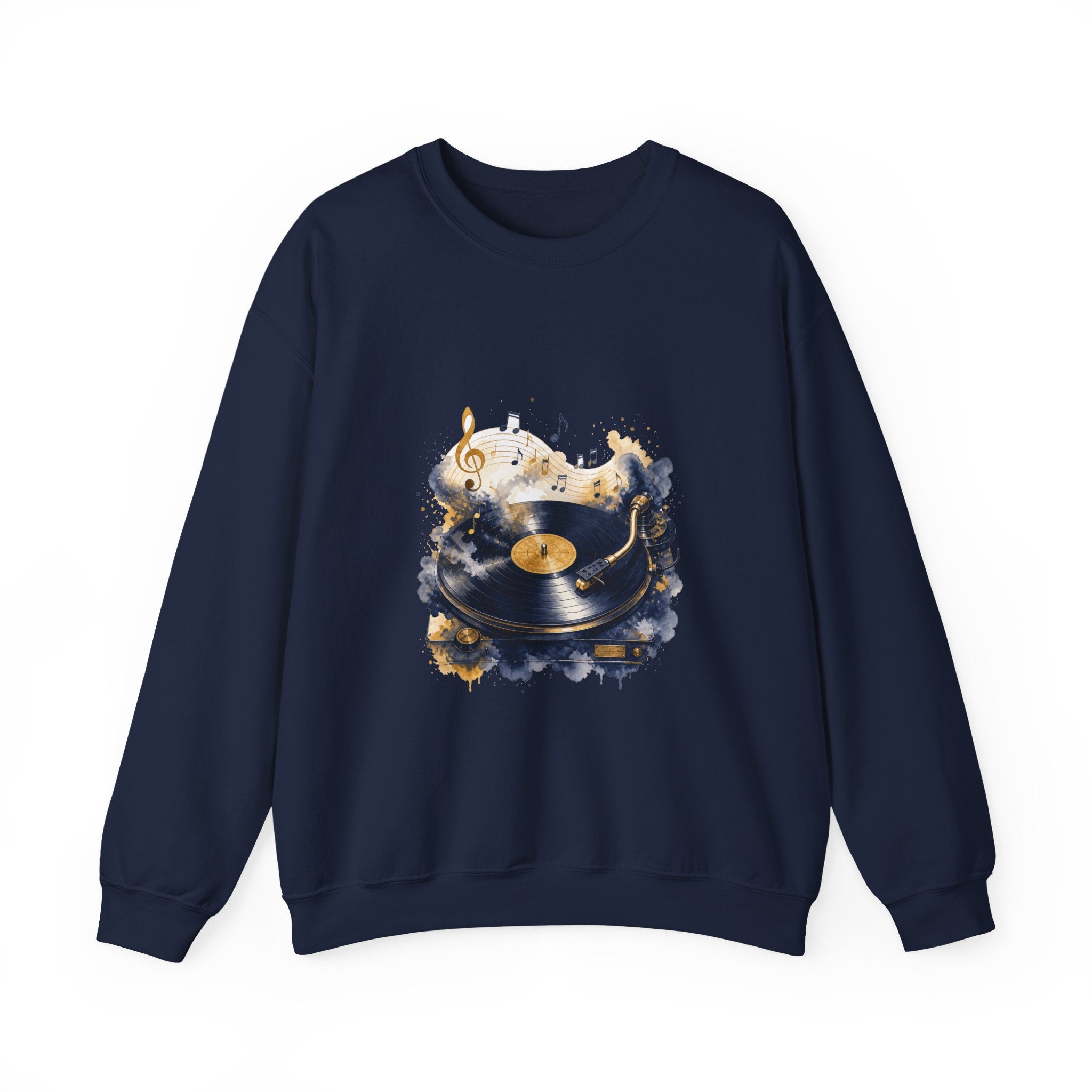 Matching Couple Sweatshirt - Vinyl & Cassette Matching Couple Crewneck Sweatshirt Watercolor Art His Hers Engagement Gift - Design A