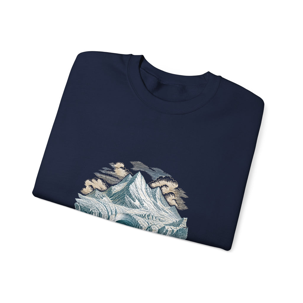 Matching Couple Sweatshirt - Volcano & Glacier Matching Couple Premium Fleece Sweatshirt Vintage Art His Hers Honeymoon Gift - Design B