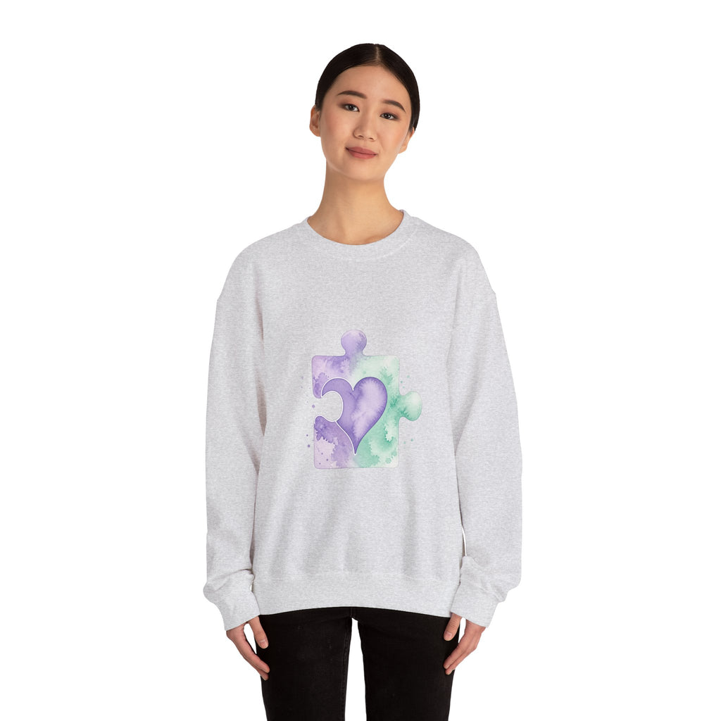Matching Couple Sweatshirt - Puzzle Pieces Matching Couple Comfort Colors Crew Watercolor Art His Hers Birthday Gift - Design B
