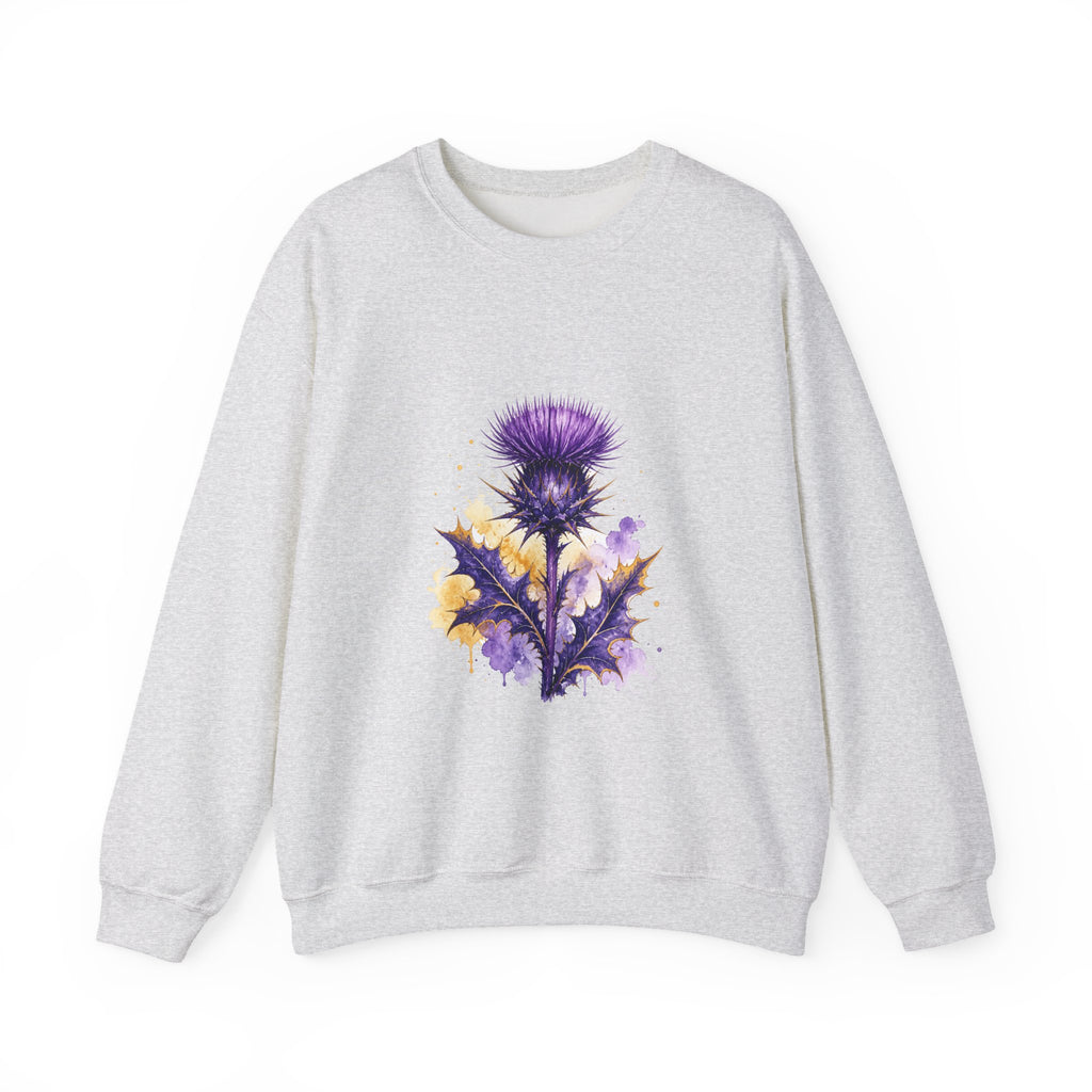 Matching Couple Sweatshirt - Lavender & Thistle Matching Couple Crewneck Sweatshirt Watercolor Art His Hers Engagement Gift - Design B