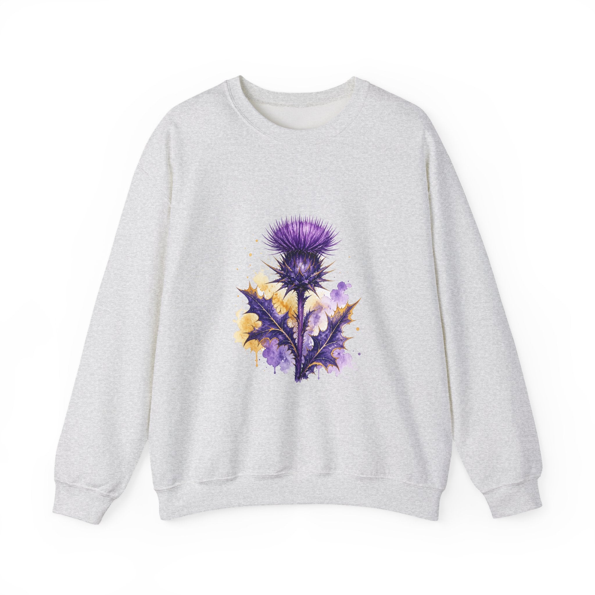 Matching Couple Sweatshirt - Lavender & Thistle Matching Couple Crewneck Sweatshirt Watercolor Art His Hers Engagement Gift - Design B