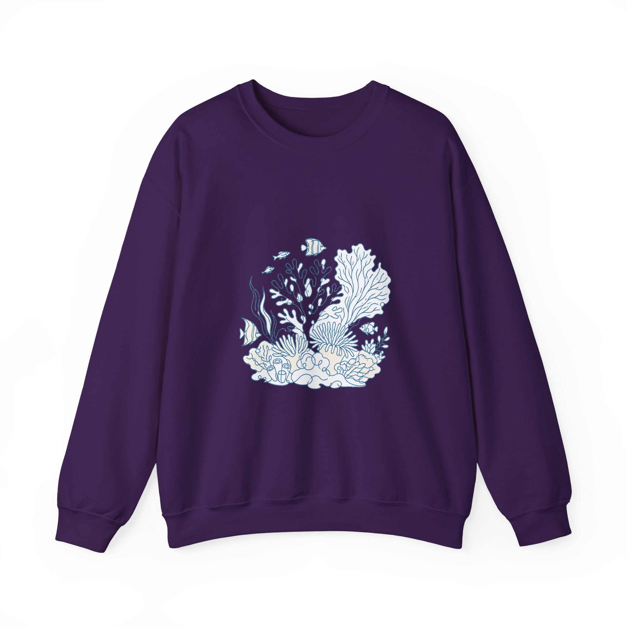 Matching Couple Sweatshirt - Coral Reef & Deep Sea Matching Couple Comfort Colors Crew Minimalist Art His Hers Christmas Gift - Design A
