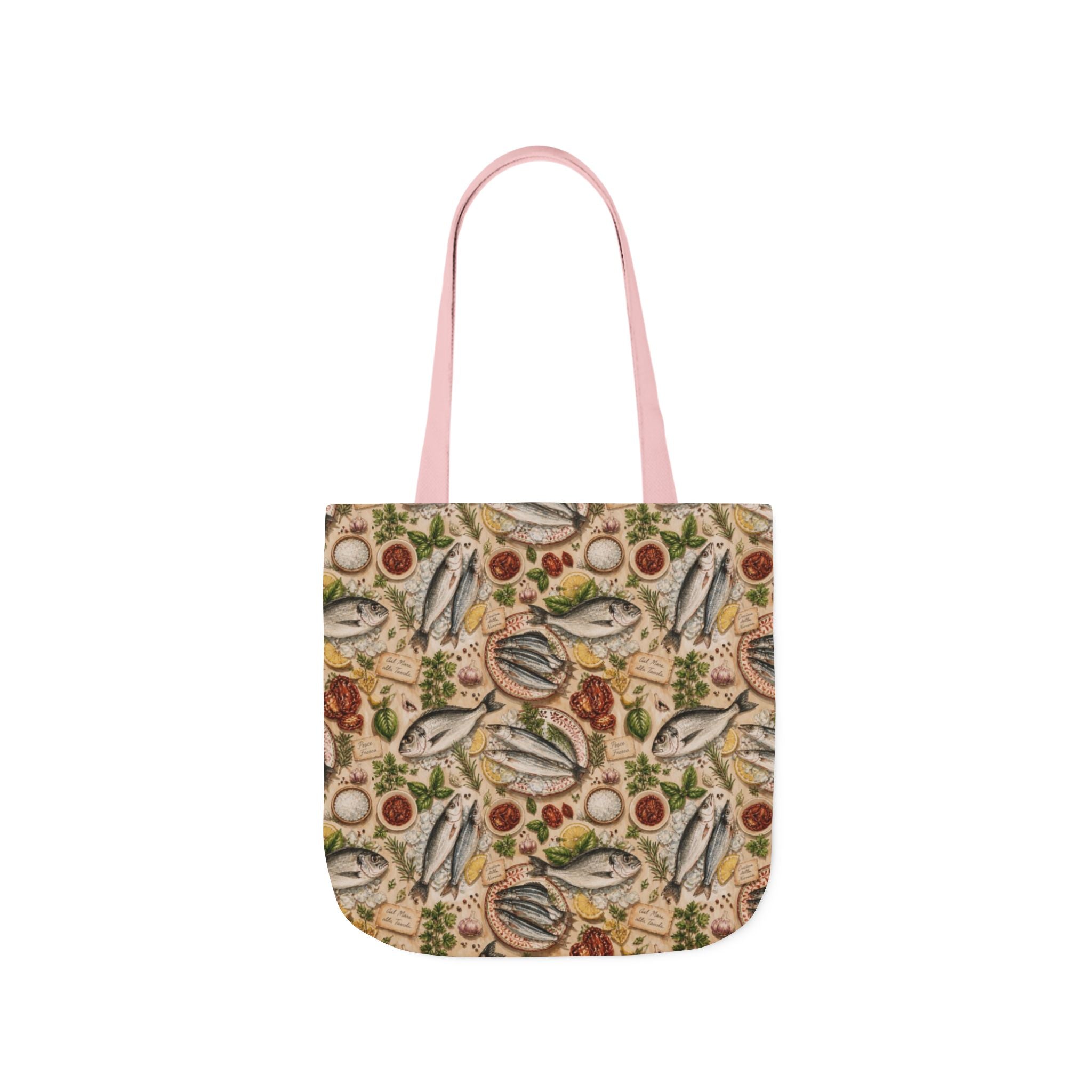 Mediterranean Fish Canvas Tote Bag Mediterranean Kitchen Watercolor Design Italian Cottagecore Gift