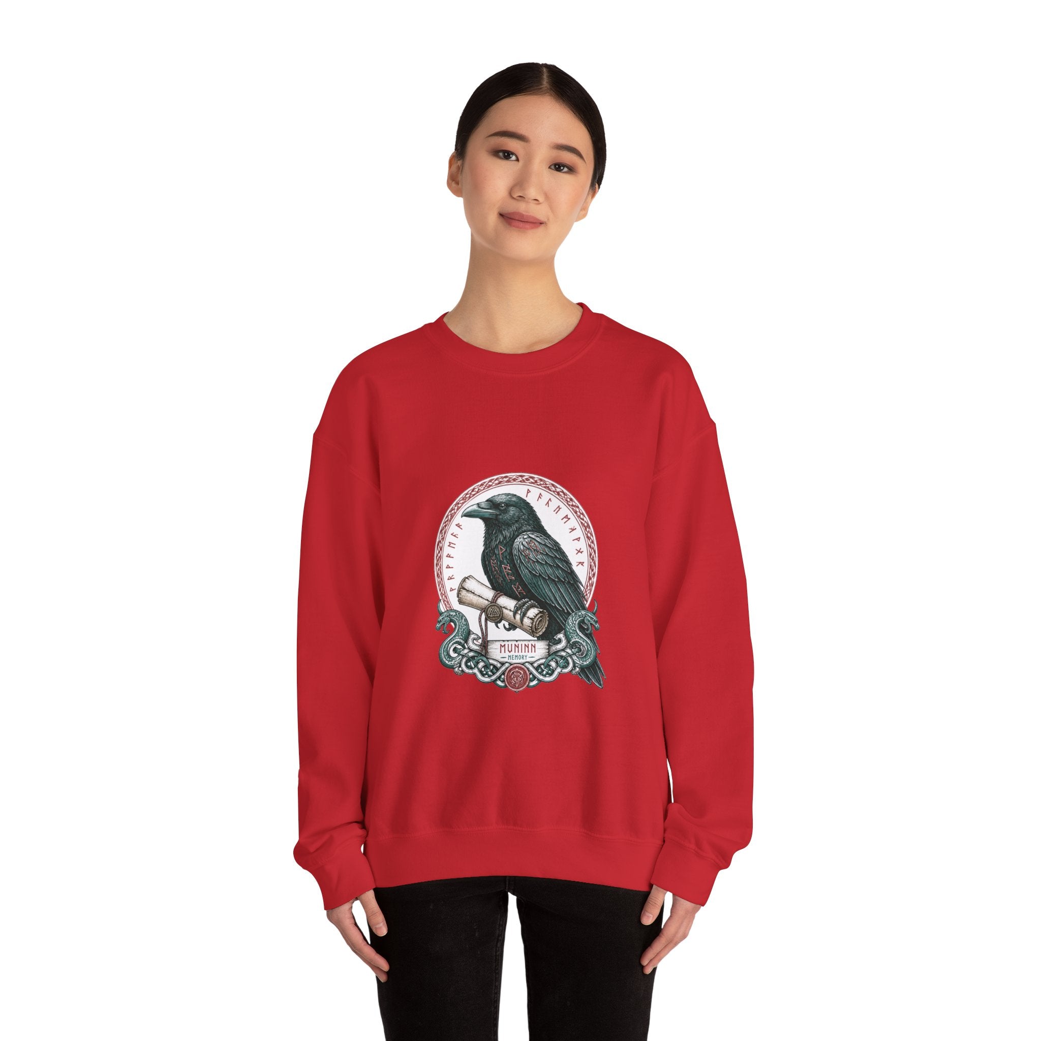 Matching Couple Sweatshirt - Huginn & Muninn Matching Couple Premium Fleece Sweatshirt Hand-Drawn Art His Hers Anniversary Gift - Design B