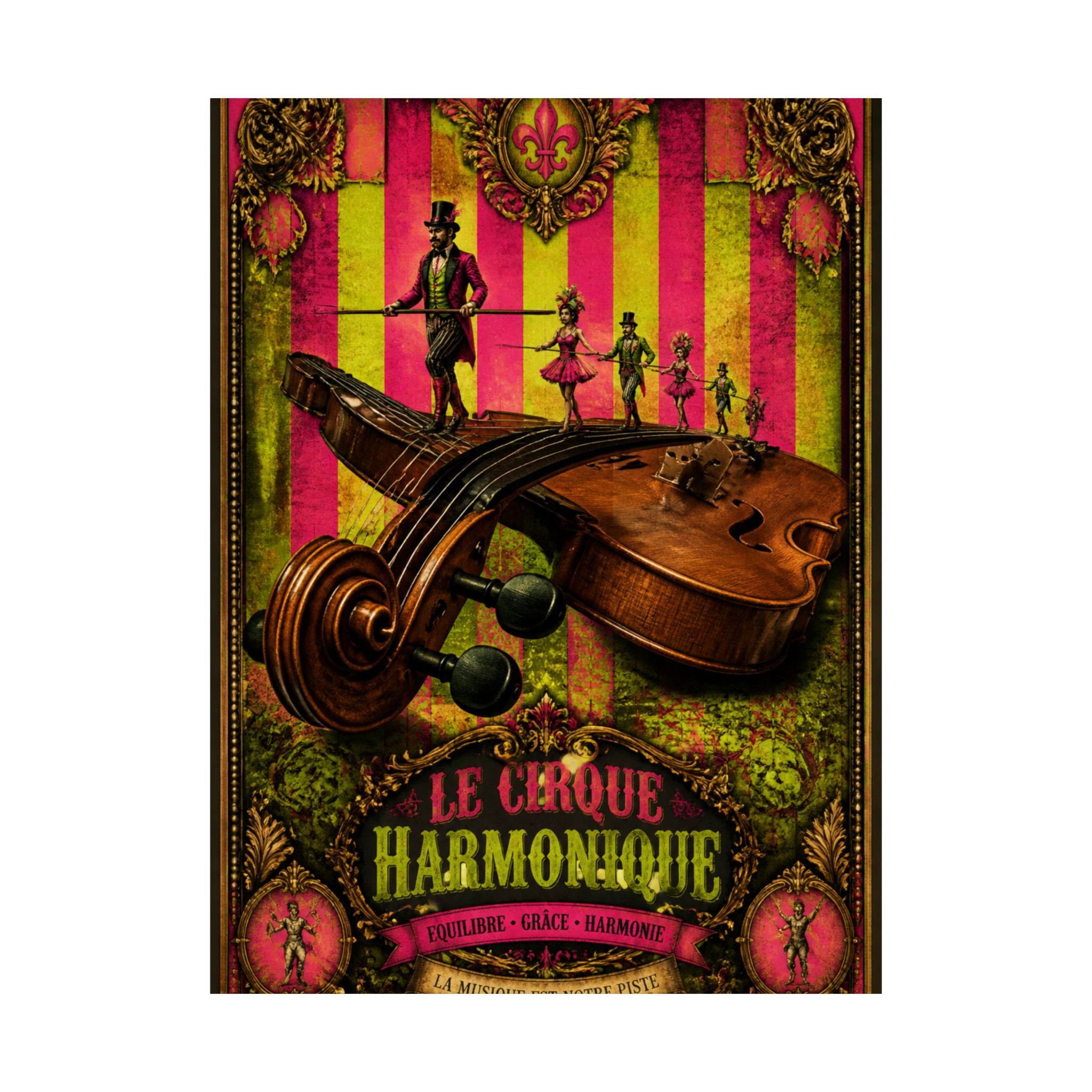 Violin Tightrope Bridge Wall Art Poster 24×36 Baroque Studio Decor Maximalist Print