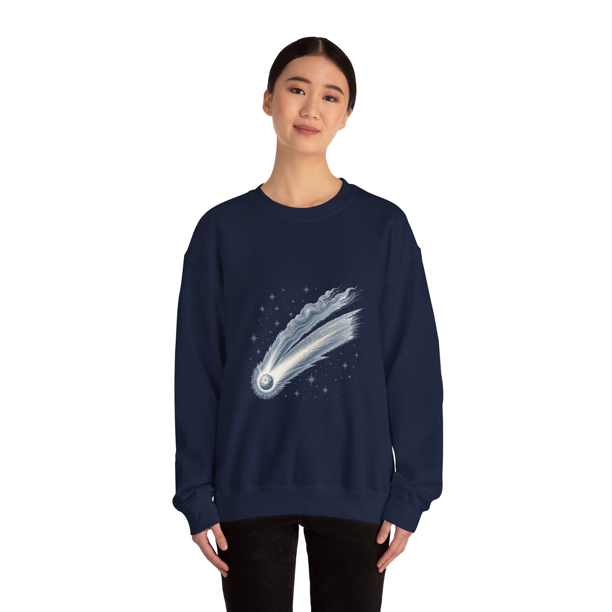 Matching Couple Sweatshirt - Comet & Asteroid Matching Couple Premium Fleece Sweatshirt Vintage Art His Hers Honeymoon Gift - Design A