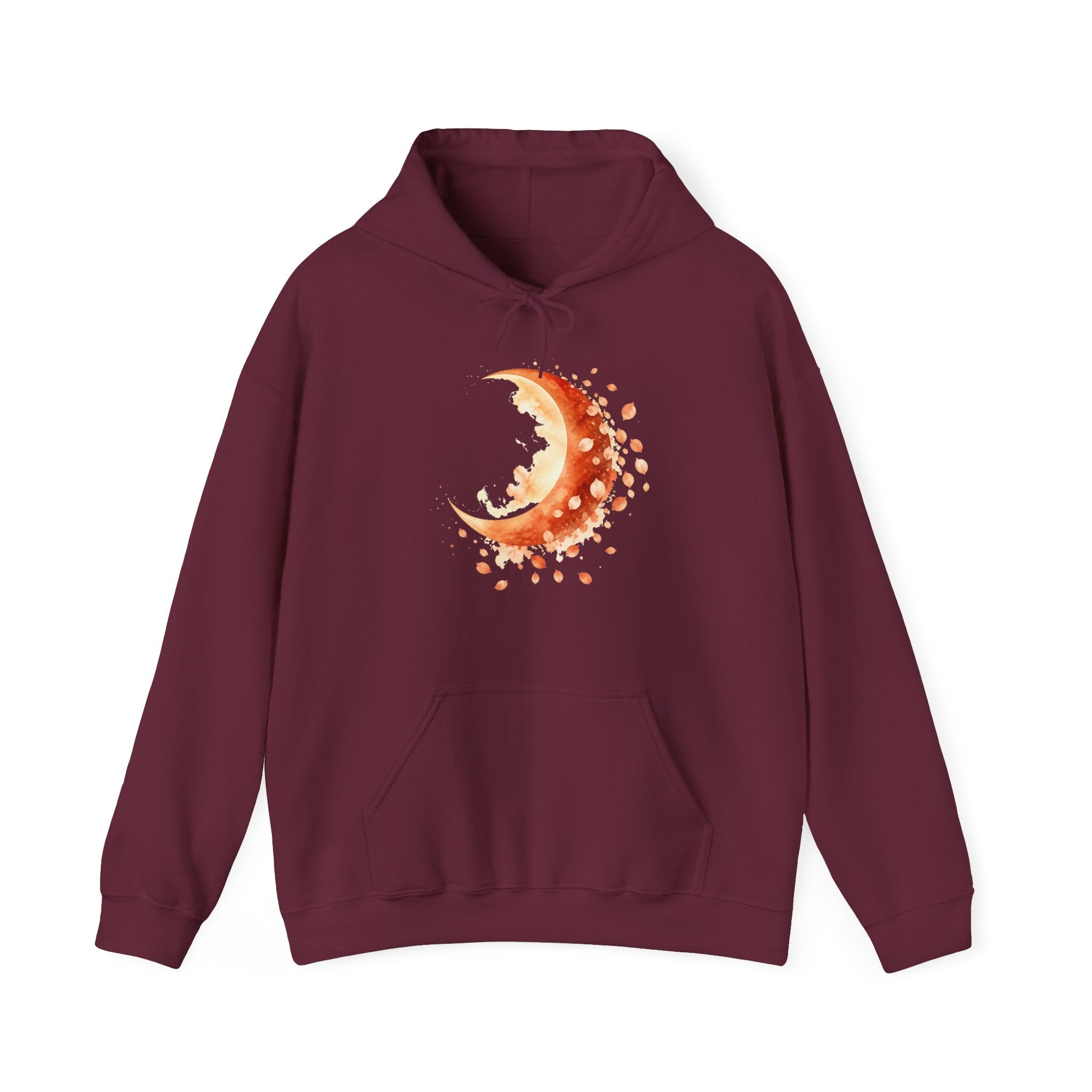 Matching Couple Sweatshirt - Waxing & Waning Moon Matching Couple Hooded Sweatshirt Watercolor Art His Hers Engagement Gift - Design B