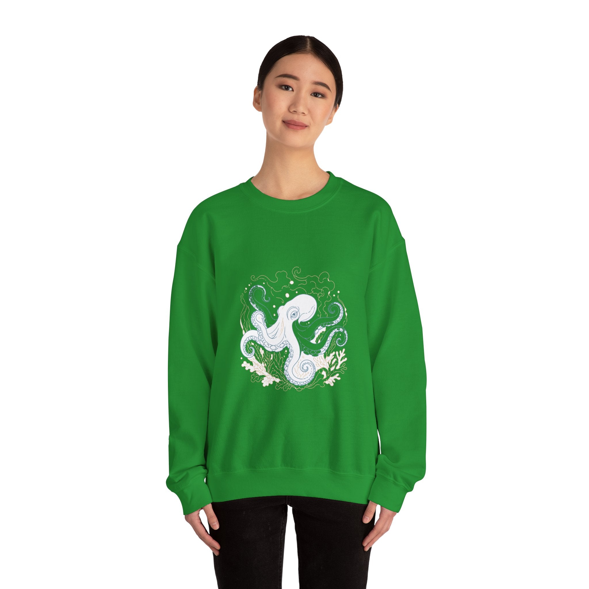 Matching Couple Sweatshirt - Octopus & Jellyfish Matching Couple Crewneck Sweatshirt Minimalist Art His Hers Valentine Gift - Design A