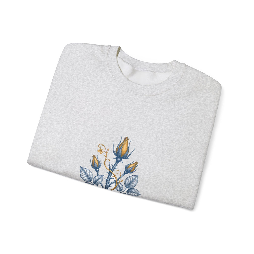 Matching Couple Sweatshirt - Rose & Thorn Matching Couple Premium Fleece Sweatshirt Vintage Art His Hers Honeymoon Gift - Design B