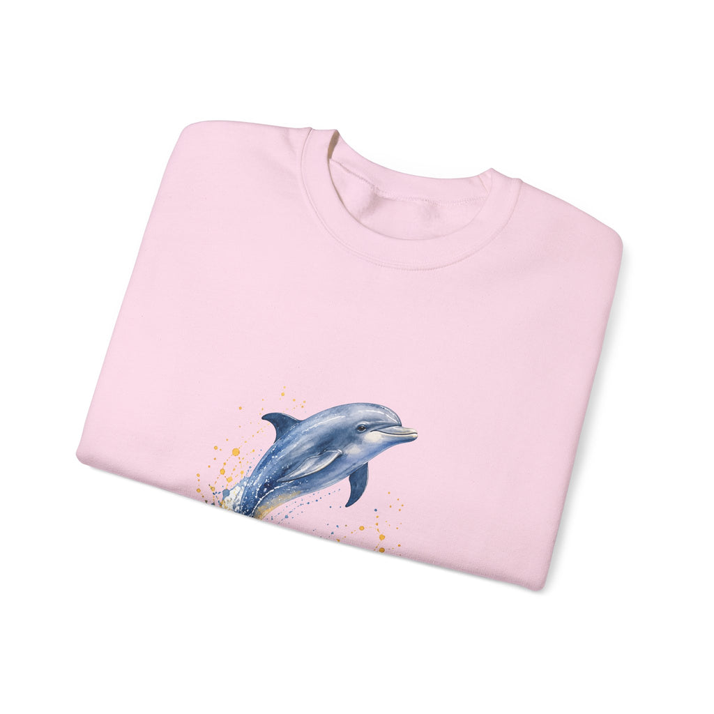 Matching Couple Sweatshirt - Shark & Dolphin Matching Couple Crewneck Sweatshirt Watercolor Art His Hers Engagement Gift - Design B