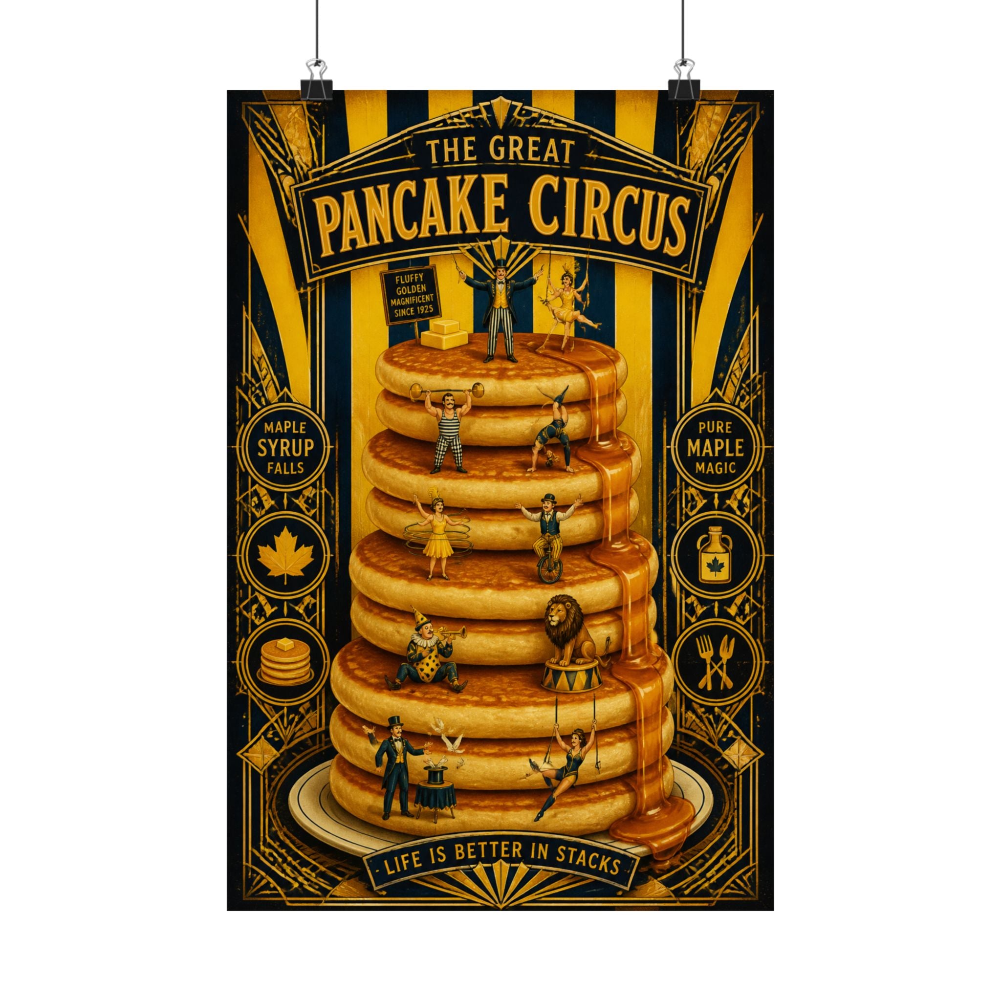 Pancake Stack Platform Wall Art Poster 24×36 Art Deco Bar Area Decor Maximalist Print