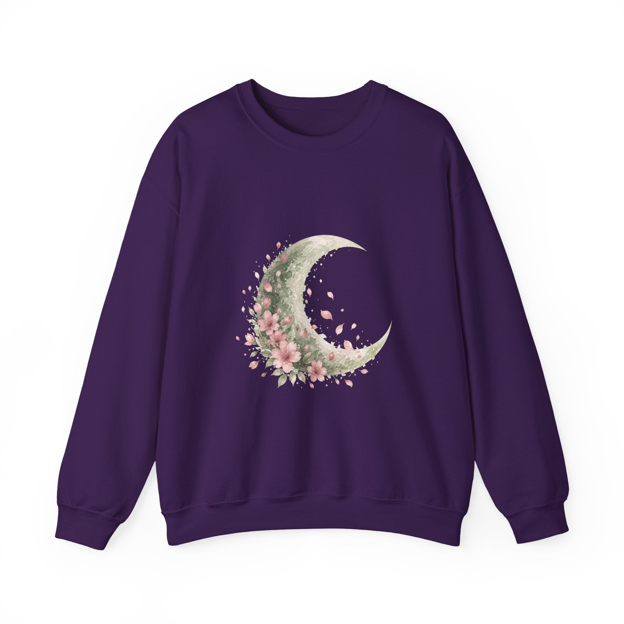 Matching Couple Sweatshirt - Waxing & Waning Moon Matching Couple Crewneck Sweatshirt Watercolor Art His Hers Engagement Gift - Design B
