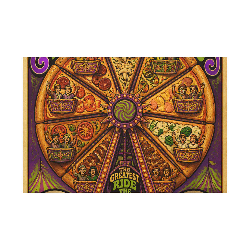 Pizza Ferris Wheel Wall Art Canvas 24×36 Psychedelic Dining Room Decor Maximalist Print