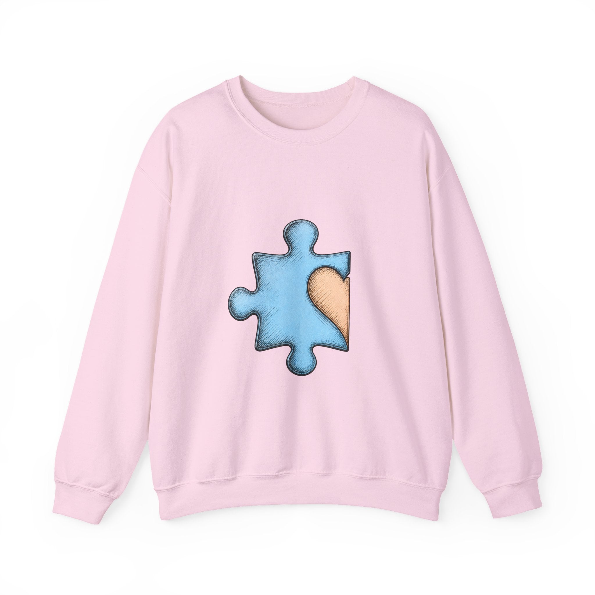 Matching Couple Sweatshirt - Puzzle Pieces Matching Couple Crewneck Sweatshirt Hand-Drawn Art His Hers Best Friend Gift - Design A