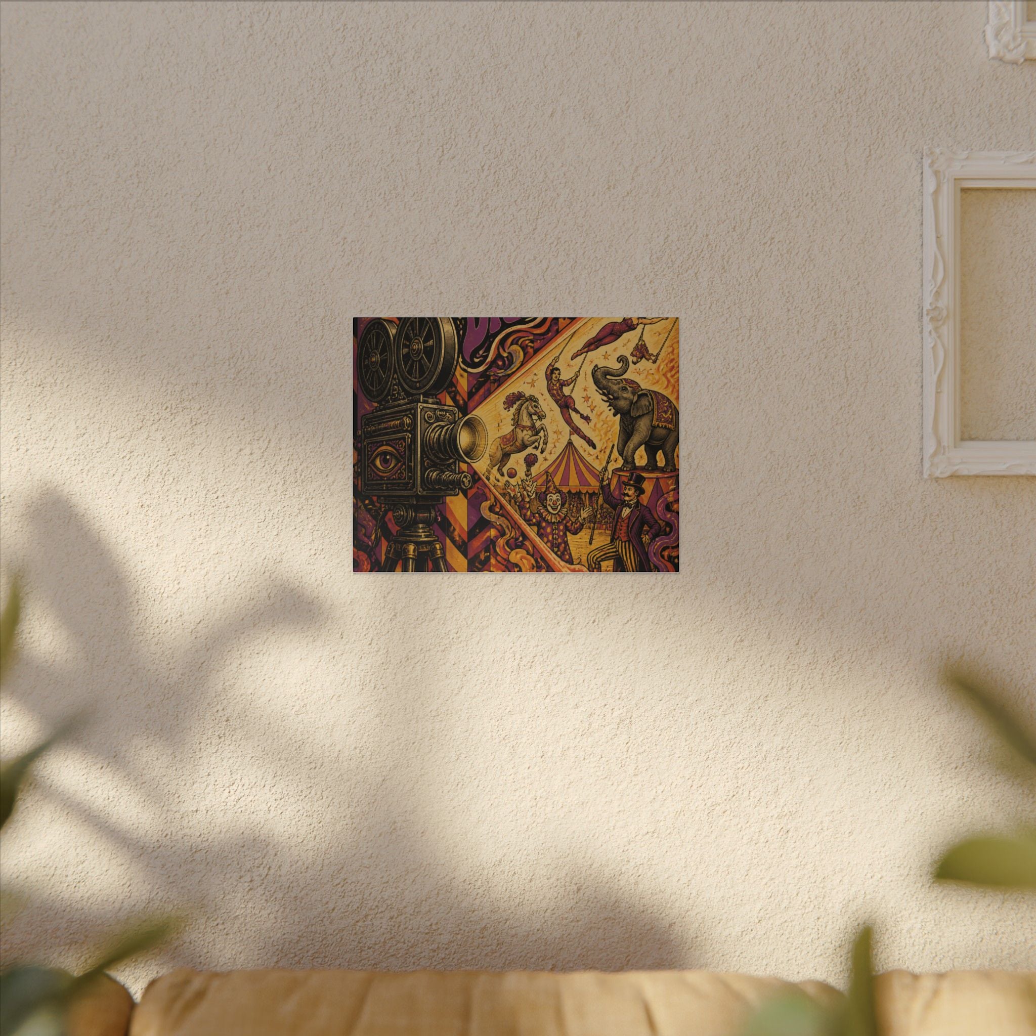 Film Camera Projector Show Wall Art Canvas 24×36 Psychedelic Dining Room Decor Maximalist Print
