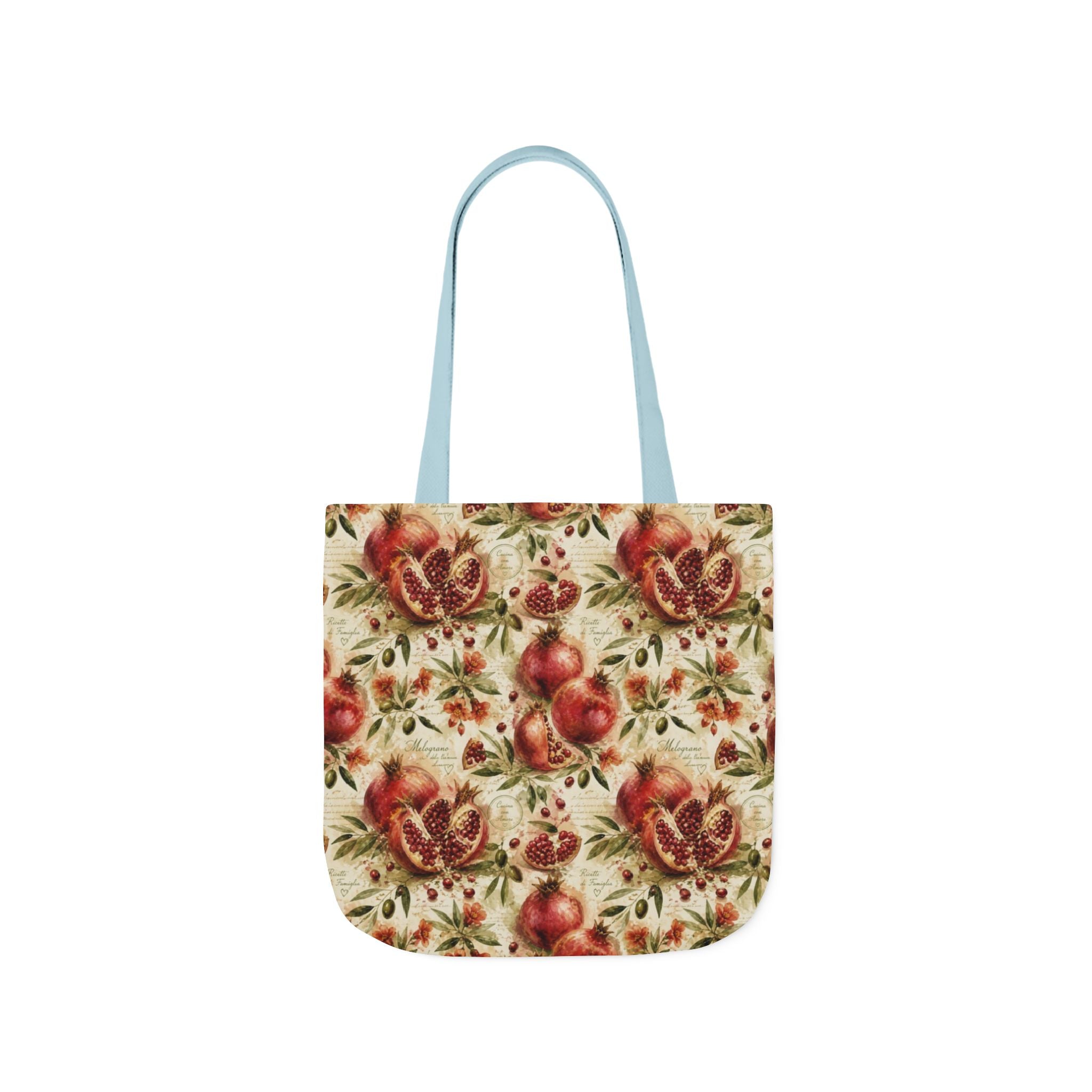 Split Pomegranates Canvas Tote Bag Mediterranean Kitchen Watercolor Splash Design Italian Cottagecore Gift