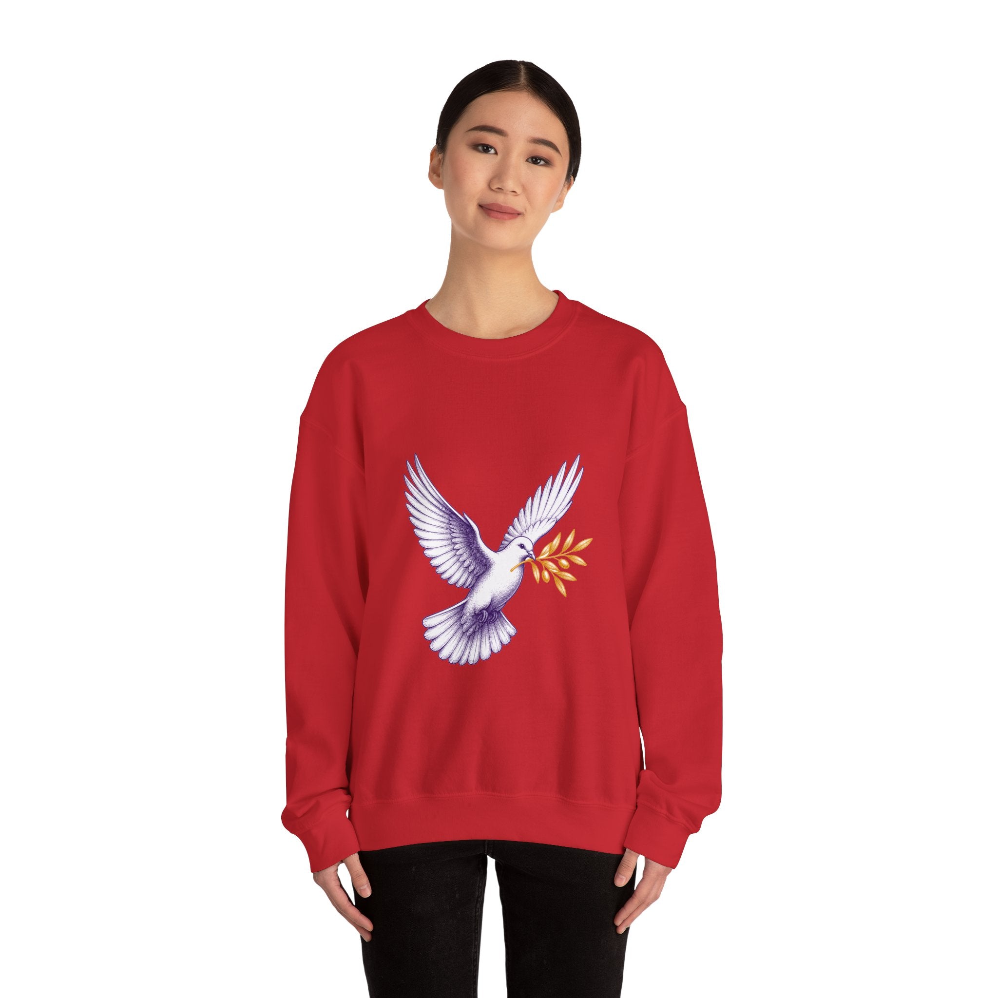 Matching Couple Sweatshirt - Wolf & Dove Matching Couple Crewneck Sweatshirt Hand-Drawn Art His Hers Best Friend Gift - Design B