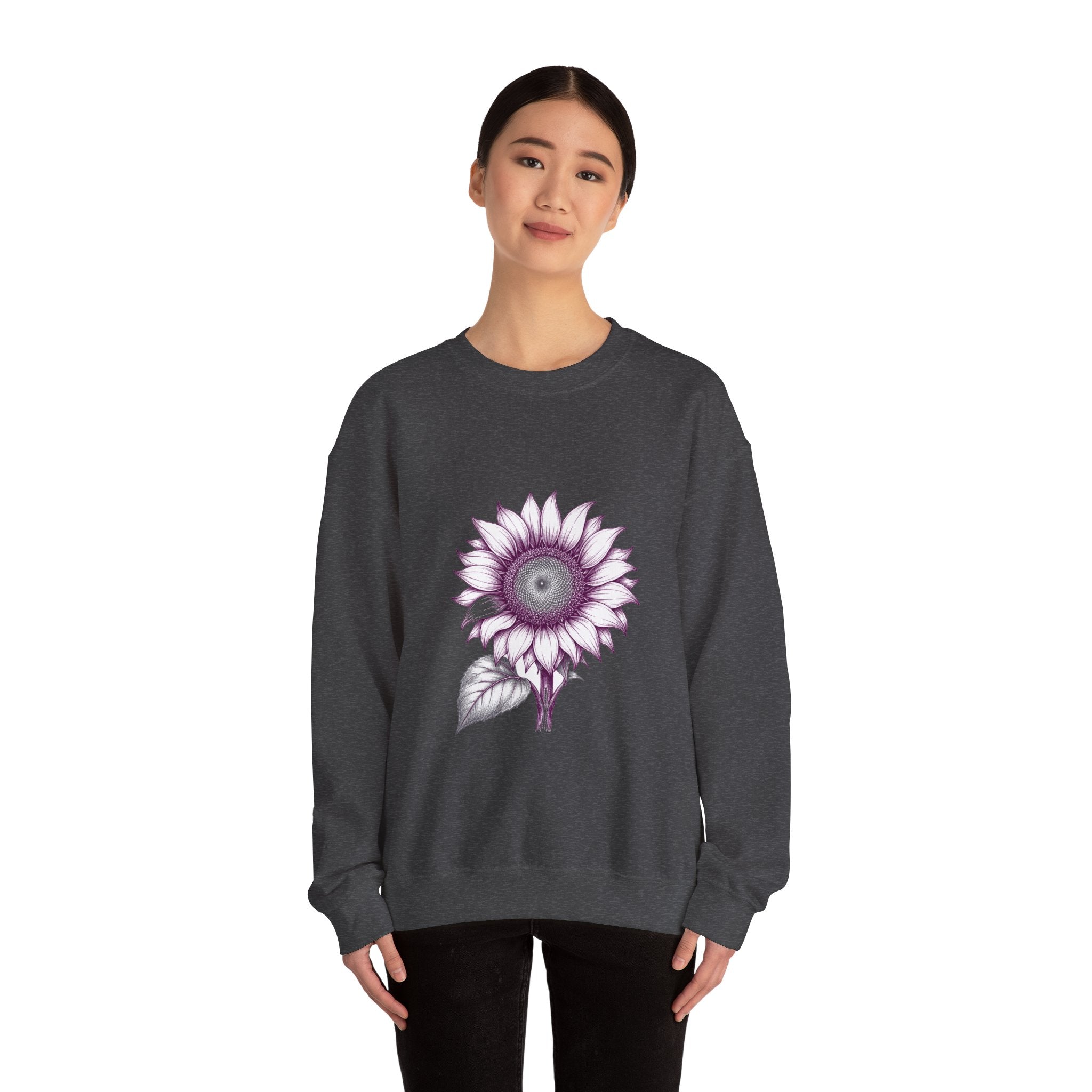 Matching Couple Sweatshirt - Sunflower & Moonflower Matching Couple Premium Fleece Sweatshirt Hand-Drawn Art His Hers Anniversary Gift - Design A