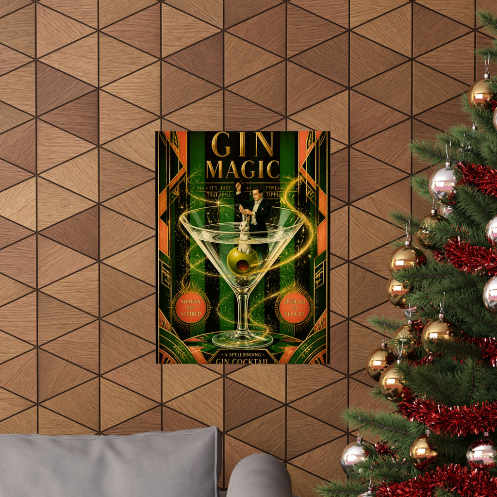 Martini Magician Wall Art Poster 24×36 Art Deco Bar Area Decor Maximalist Print