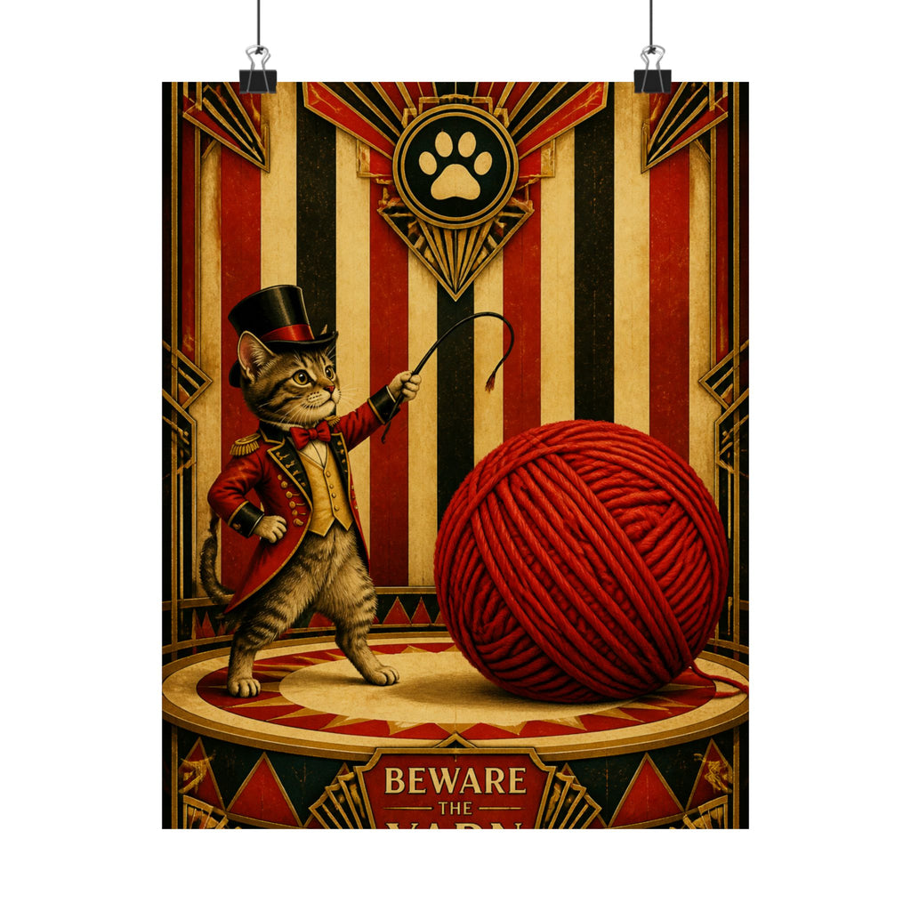 Cat Lion Tamer Wall Art Poster 24×36 Art Deco Bar Area Decor Maximalist Print