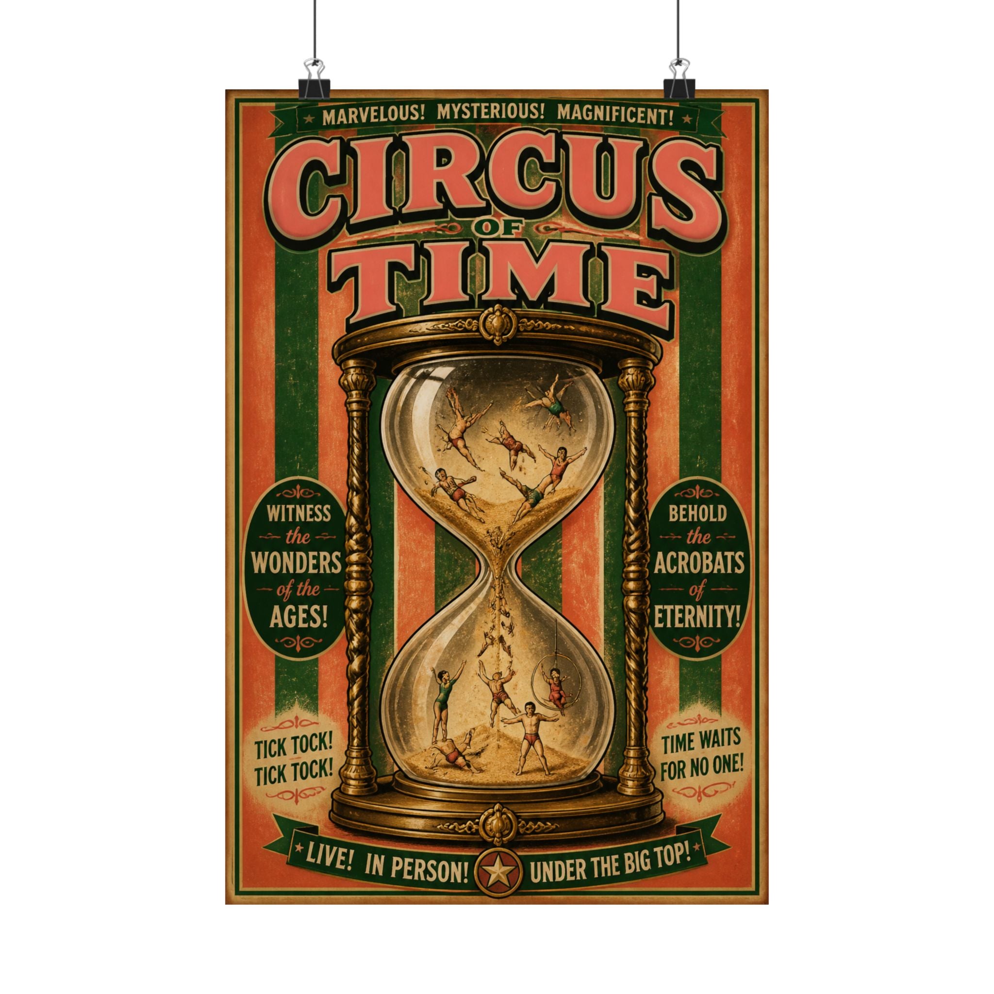 Hourglass Acrobats Wall Art Poster 24×36 Vintage Circus Bedroom Decor Maximalist Print
