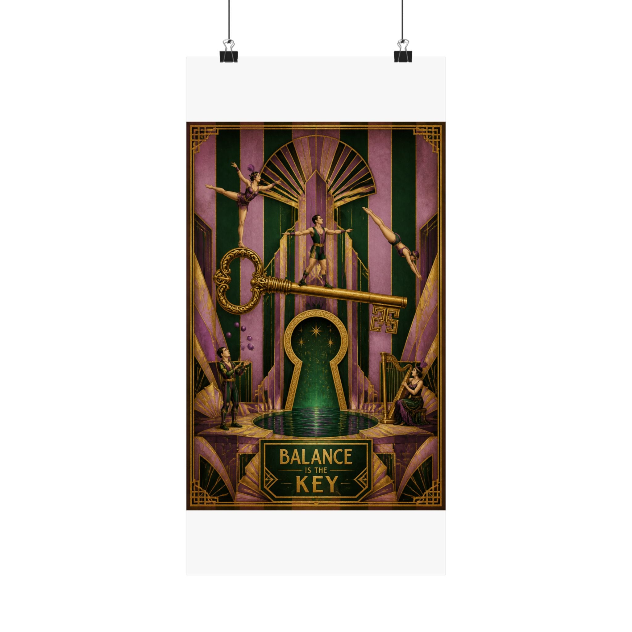 Giant Key Performance Wall Art Poster 18×24 Art Deco Entryway Decor Maximalist Print