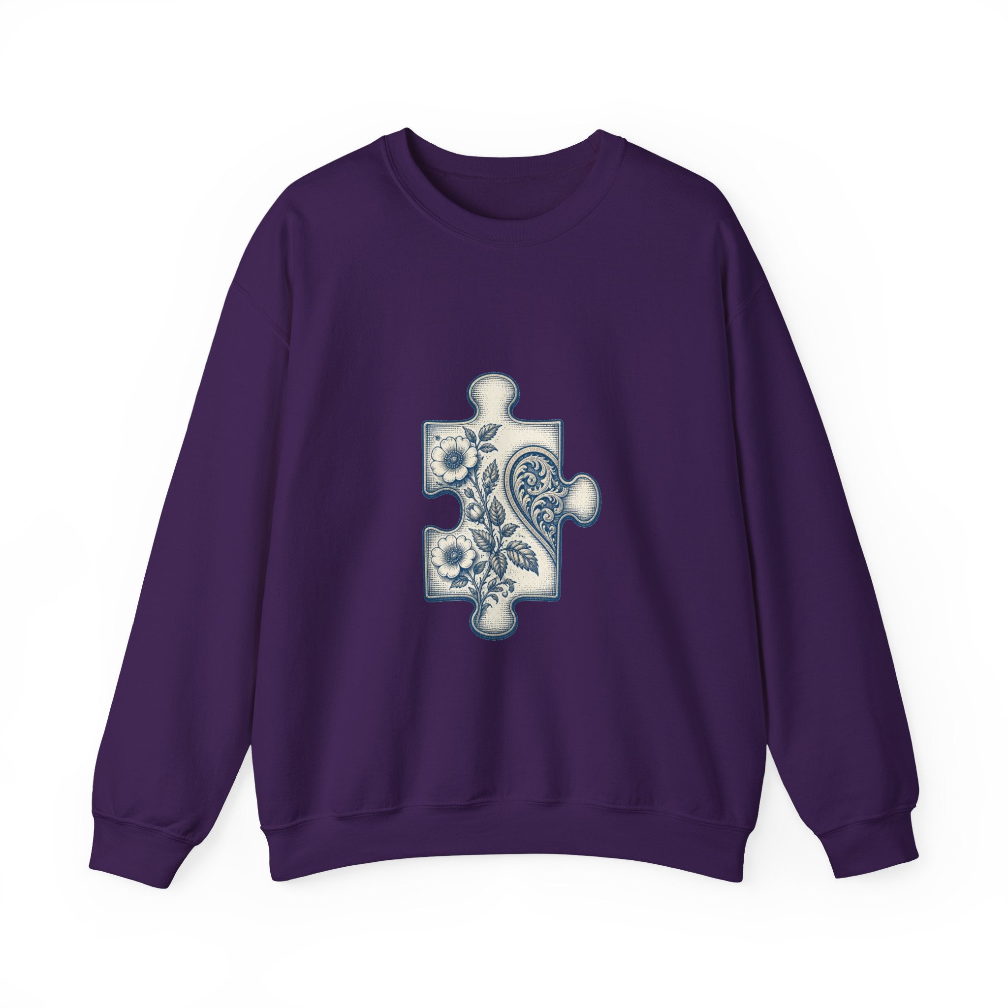 Matching Couple Sweatshirt - Puzzle Pieces Matching Couple Comfort Colors Crew Vintage Art His Hers Honeymoon Gift - Design A
