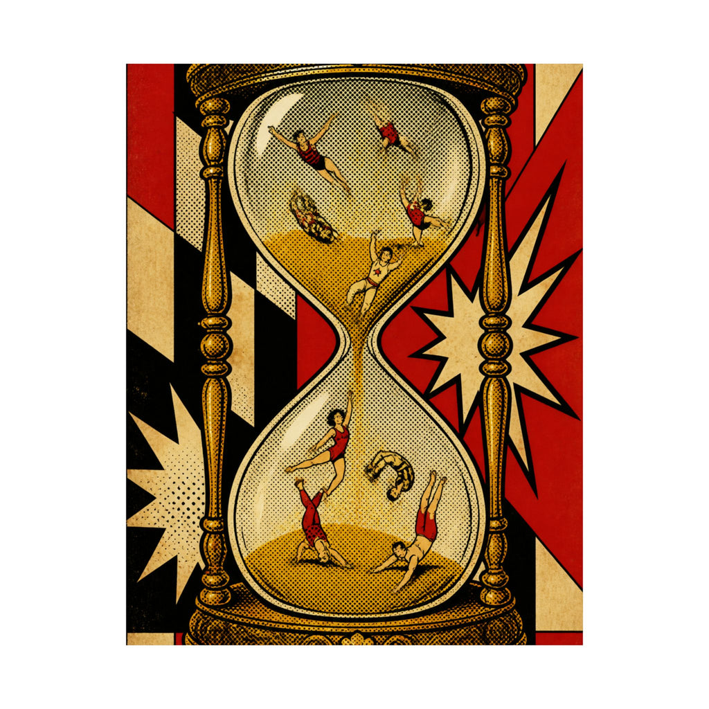 Hourglass Acrobats Wall Art Poster 18×24 Pop Art Living Room Decor Maximalist Print