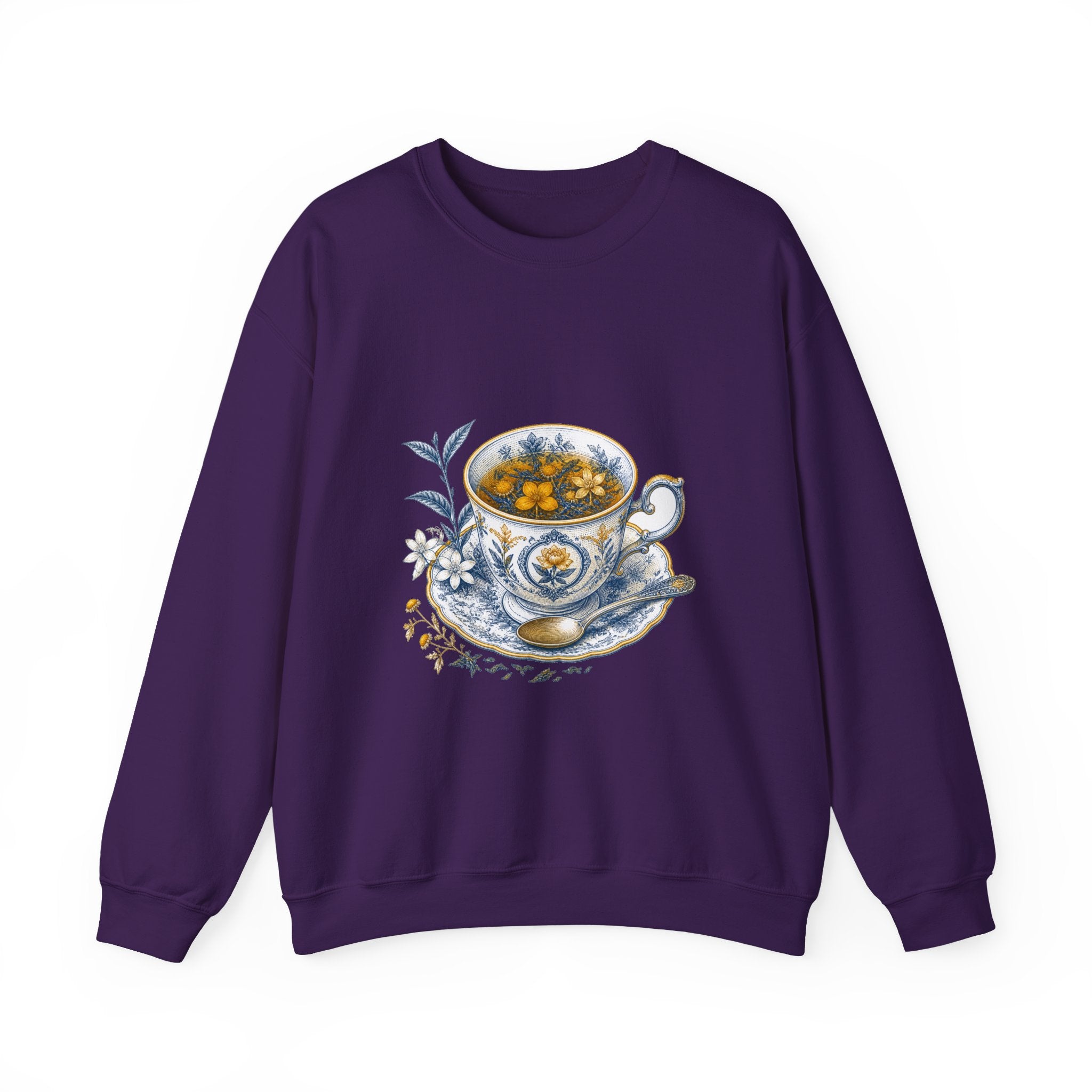Matching Couple Sweatshirt - Coffee & Tea Matching Couple Crewneck Sweatshirt Vintage Art His Hers Wedding Gift - Design B