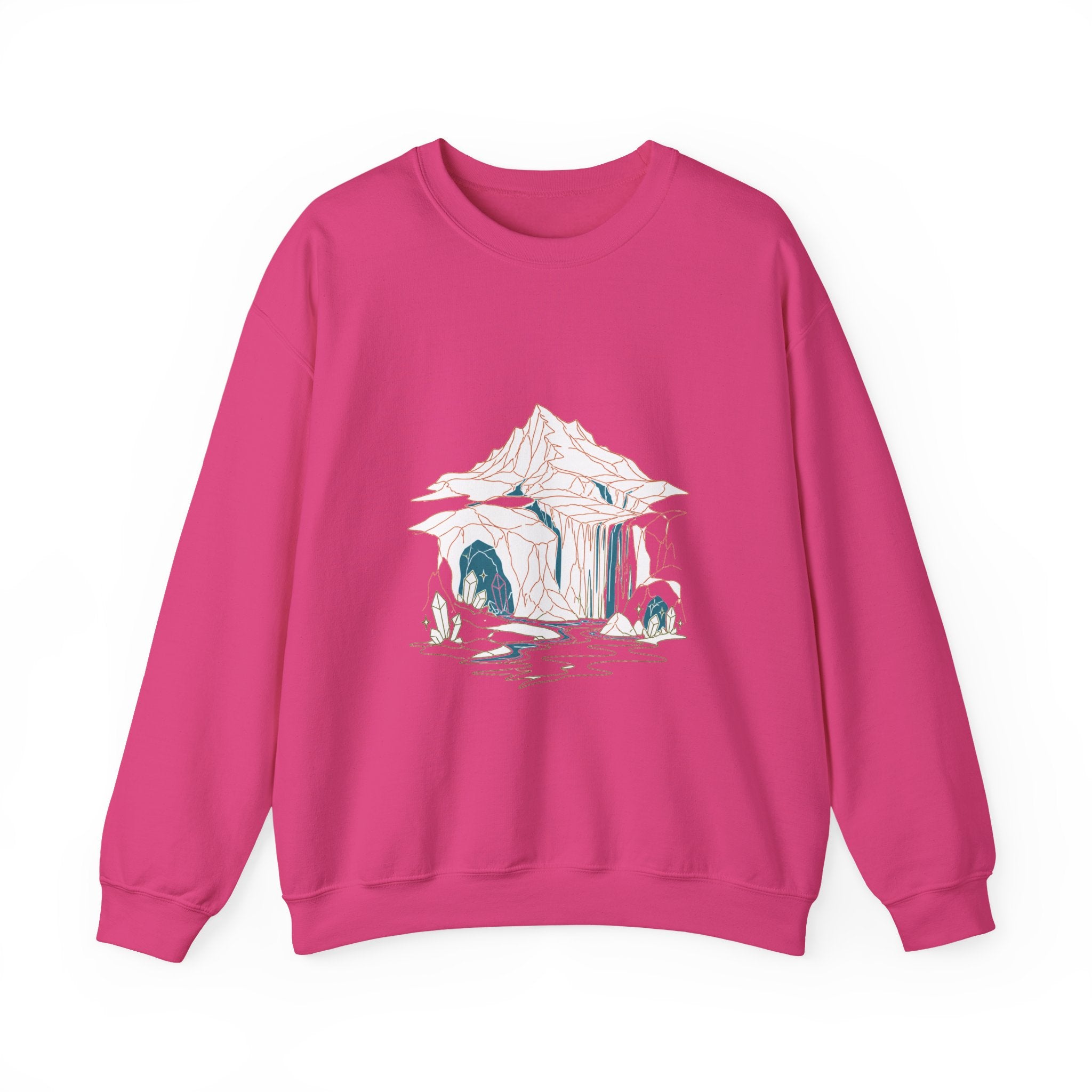 Matching Couple Sweatshirt - Volcano & Glacier Matching Couple Crewneck Sweatshirt Minimalist Art His Hers Valentine Gift - Design B