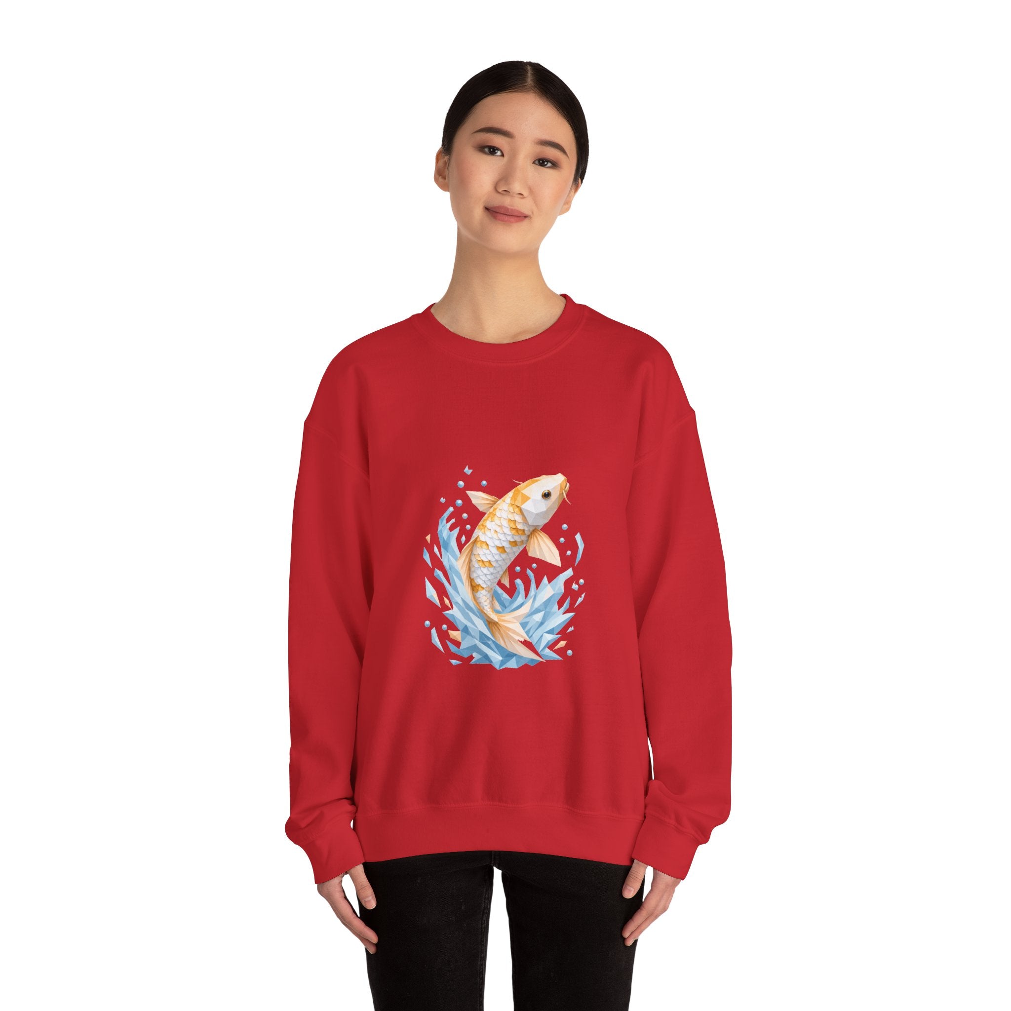 Matching Couple Sweatshirt - Koi Fish Yin Yang Matching Couple Premium Fleece Sweatshirt Geometric Art His Hers Love Gift - Design A