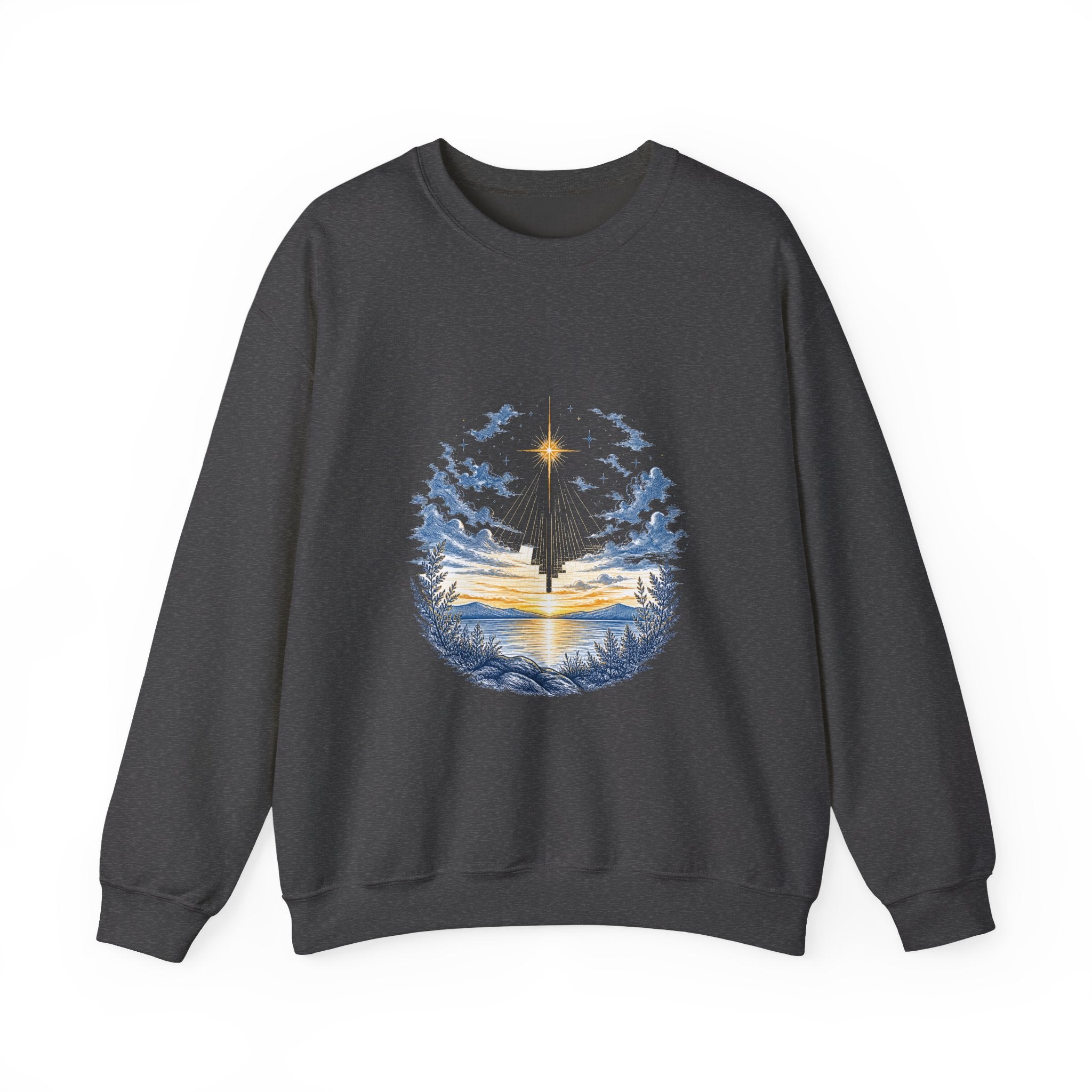Matching Couple Sweatshirt - Evening & Morning Star Matching Couple Premium Fleece Sweatshirt Hand-Drawn Art His Hers Anniversary Gift - Design A