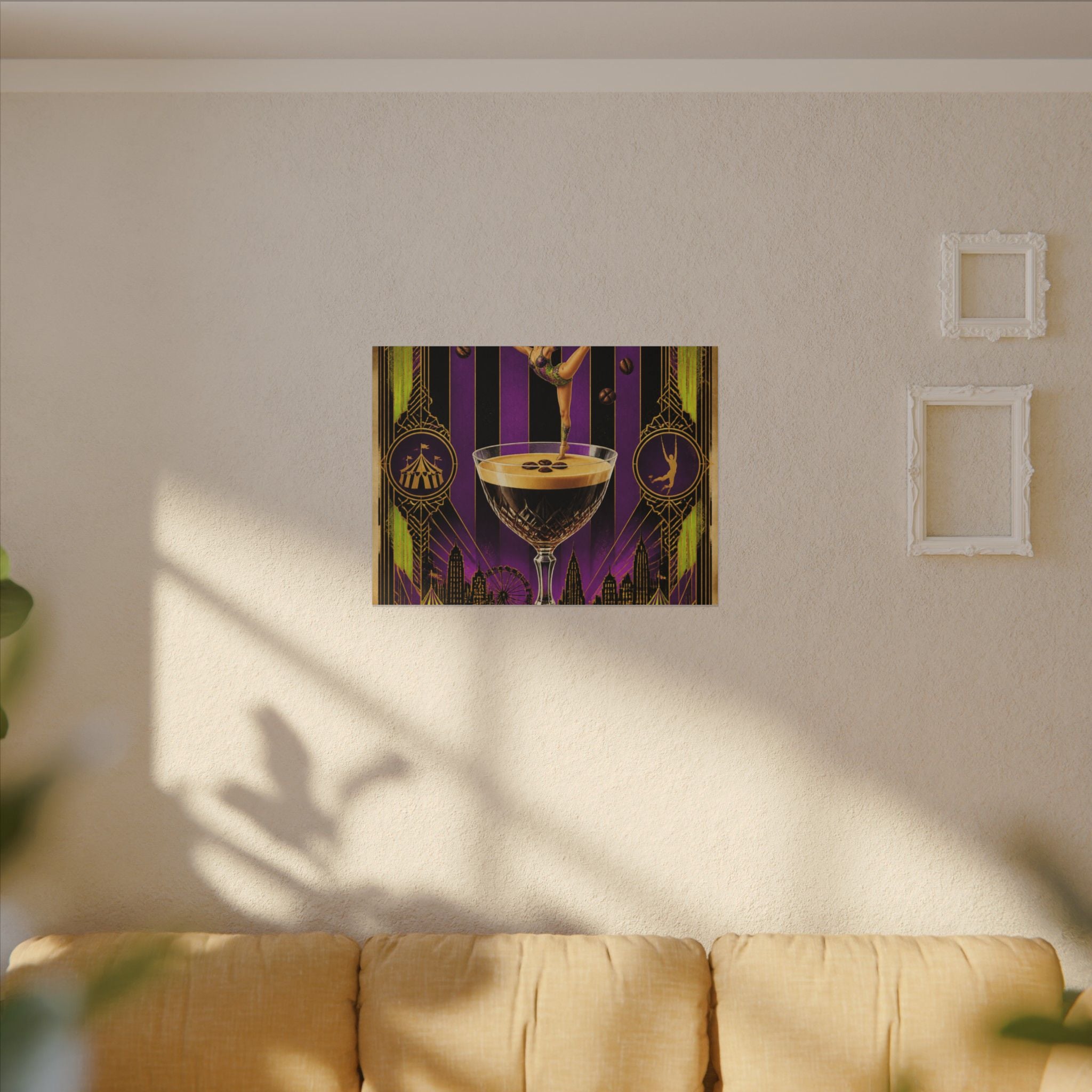 Espresso Martini Acrobat Wall Art Canvas 24×36 Art Deco Bar Area Decor Maximalist Print