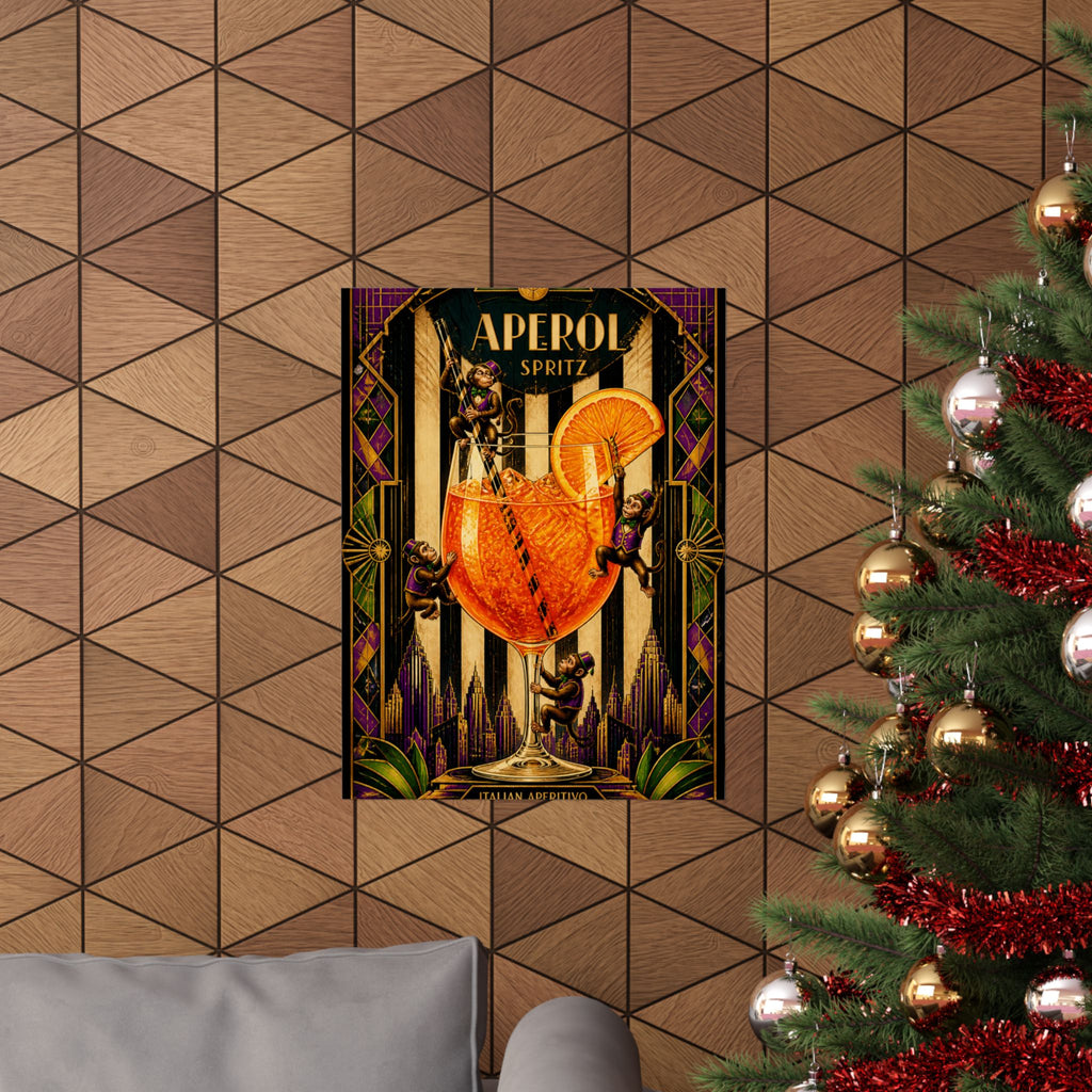 Aperol Spritz Monkeys Wall Art Poster 18×24 Art Deco Entryway Decor Maximalist Print