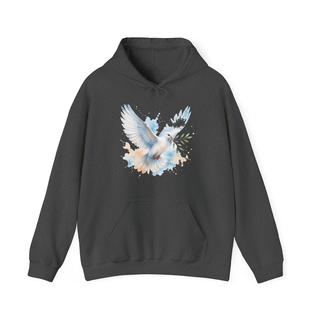 Matching Couple Sweatshirt - Wolf & Dove Matching Couple Hooded Sweatshirt Watercolor Art His Hers Engagement Gift - Design B
