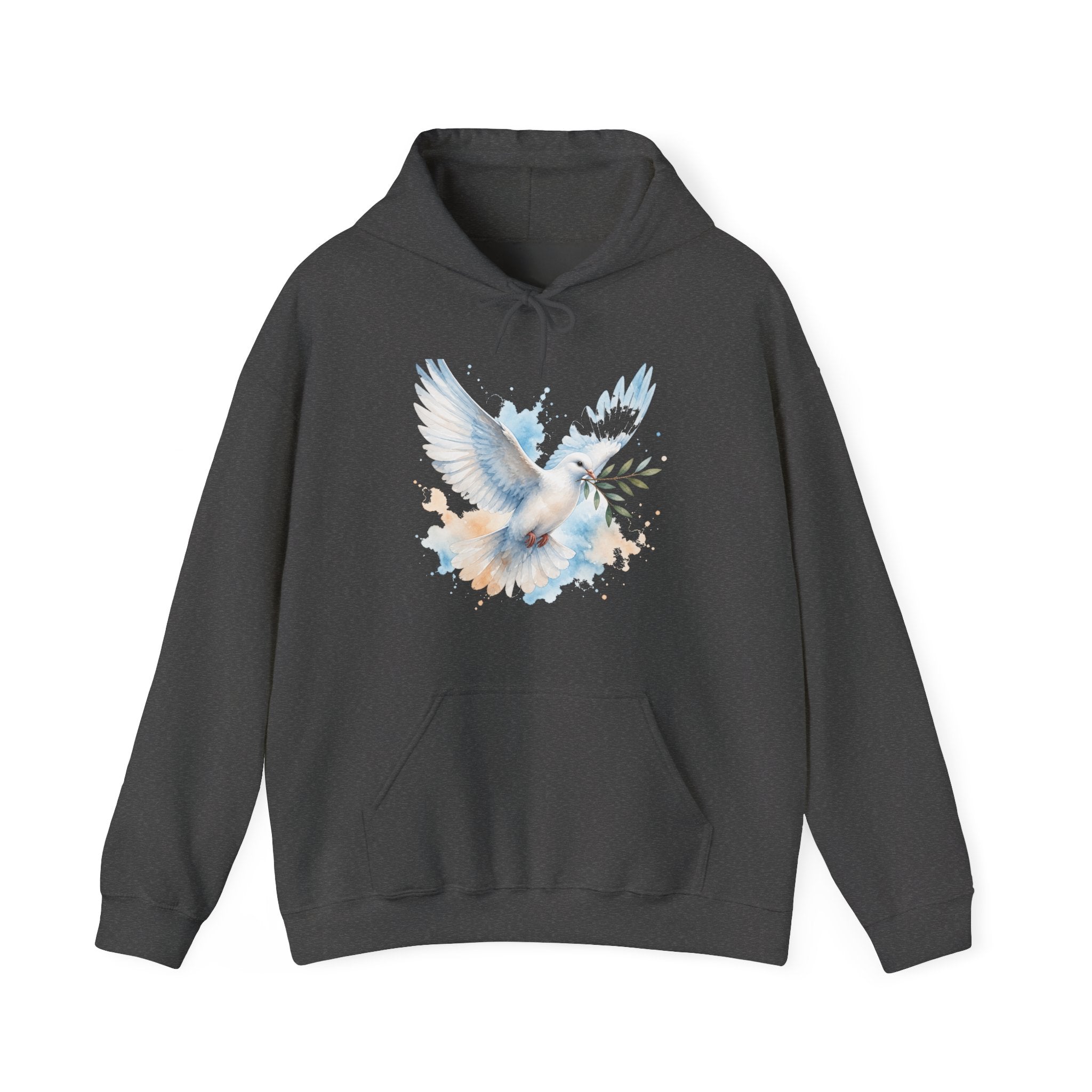 Matching Couple Sweatshirt - Wolf & Dove Matching Couple Hooded Sweatshirt Watercolor Art His Hers Engagement Gift - Design B