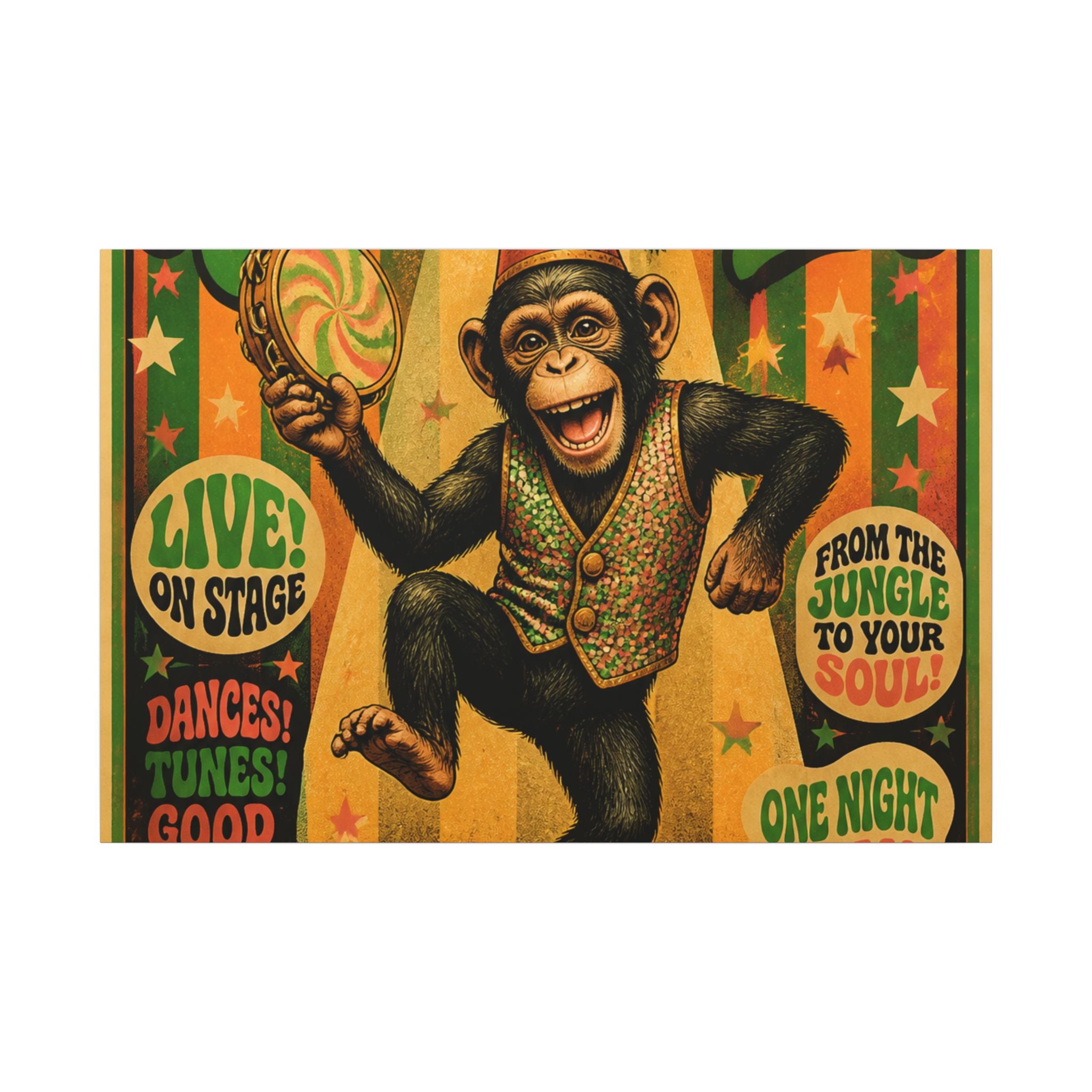 Dancing Monkey Wall Art Canvas 16×20 Psychedelic Cafe Decor Maximalist Print