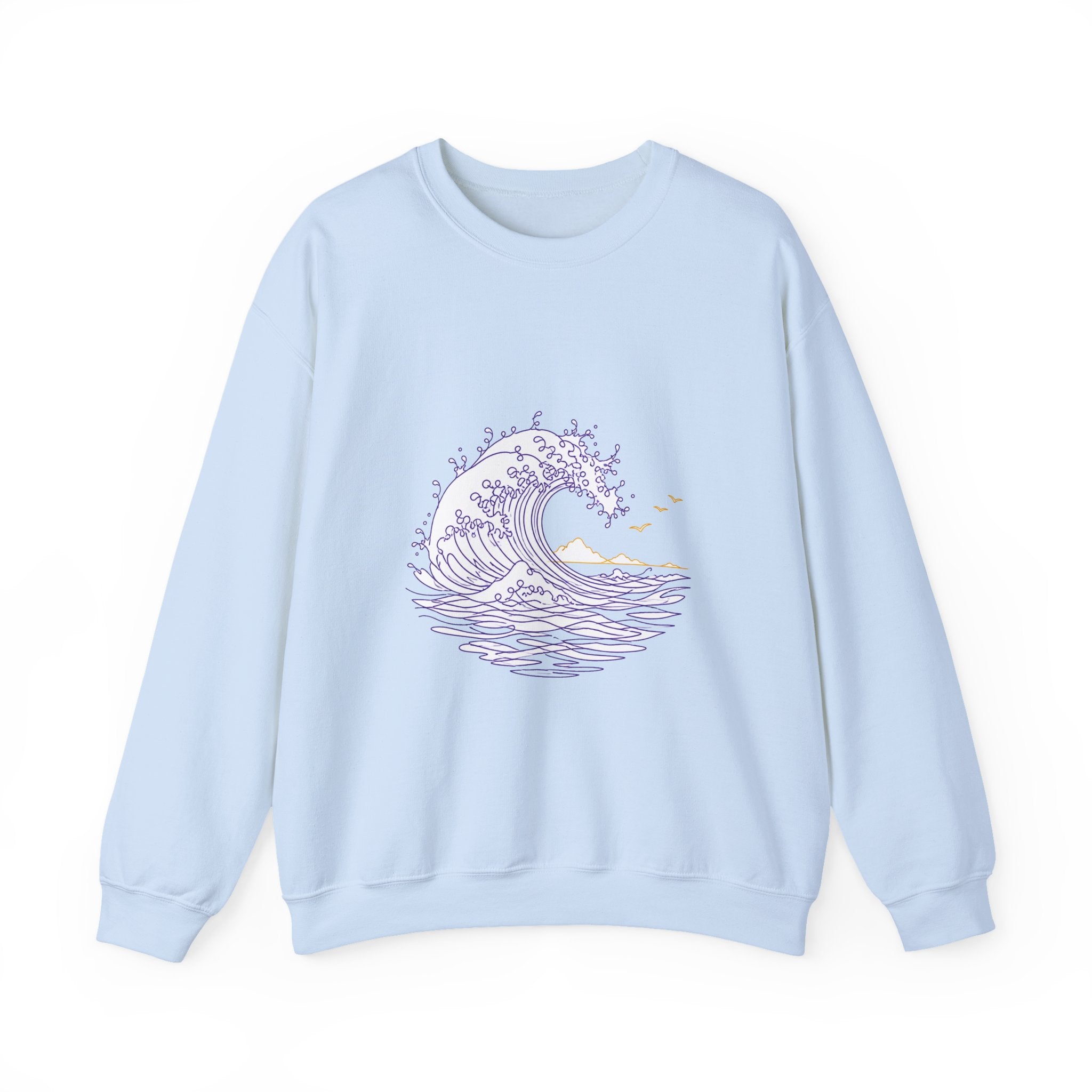 Matching Couple Sweatshirt - Mountain & Ocean Matching Couple Premium Fleece Sweatshirt Minimalist Art His Hers Christmas Gift - Design B
