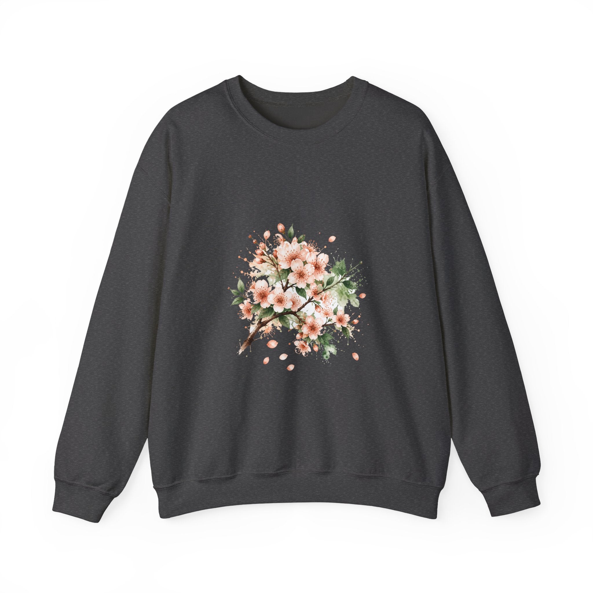 Matching Couple Sweatshirt - Cherry Blossom & Maple Leaf Matching Couple Comfort Colors Crew Watercolor Art His Hers Birthday Gift - Design A