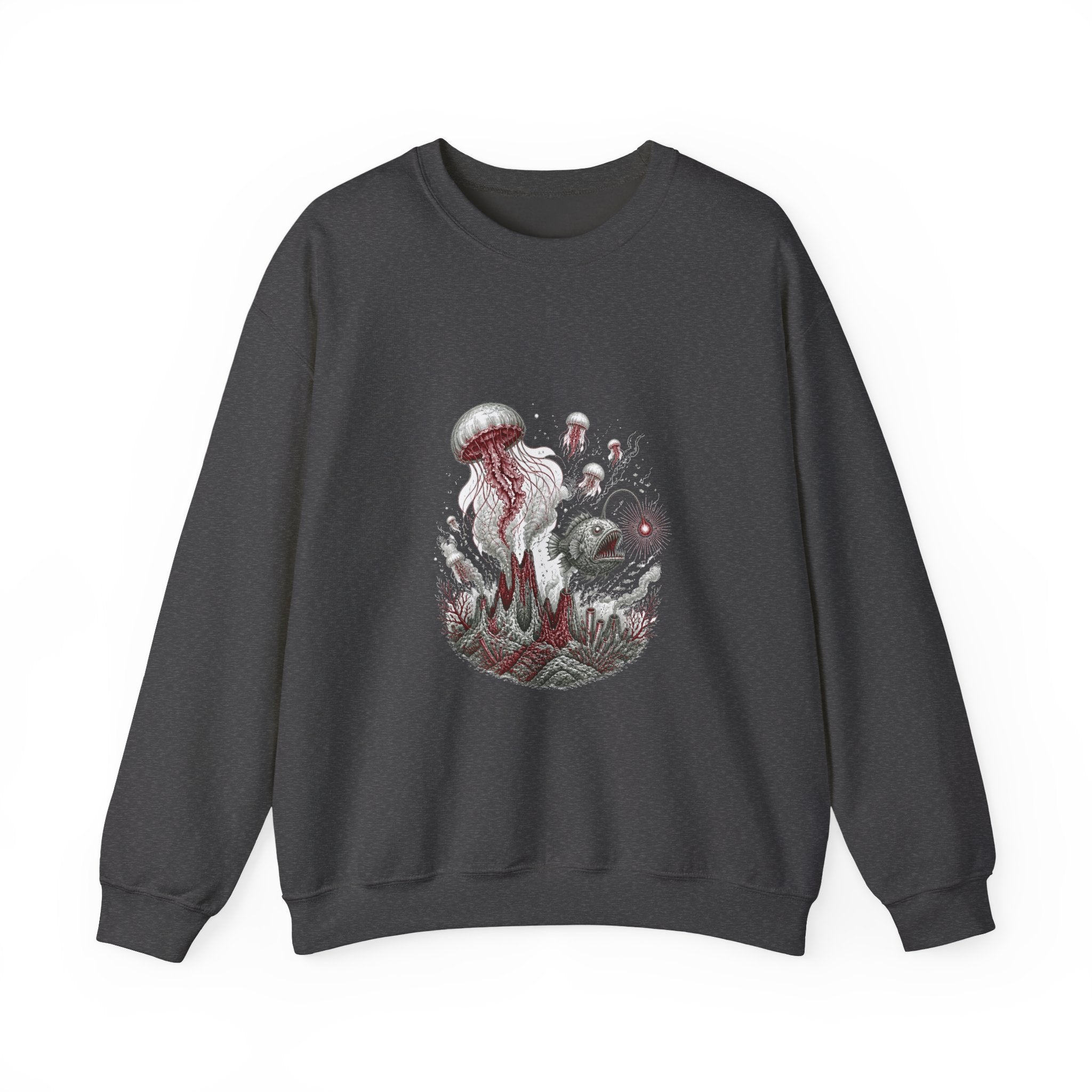 Matching Couple Sweatshirt - Coral Reef & Deep Sea Matching Couple Comfort Colors Crew Hand-Drawn Art His Hers Anniversary Gift - Design B