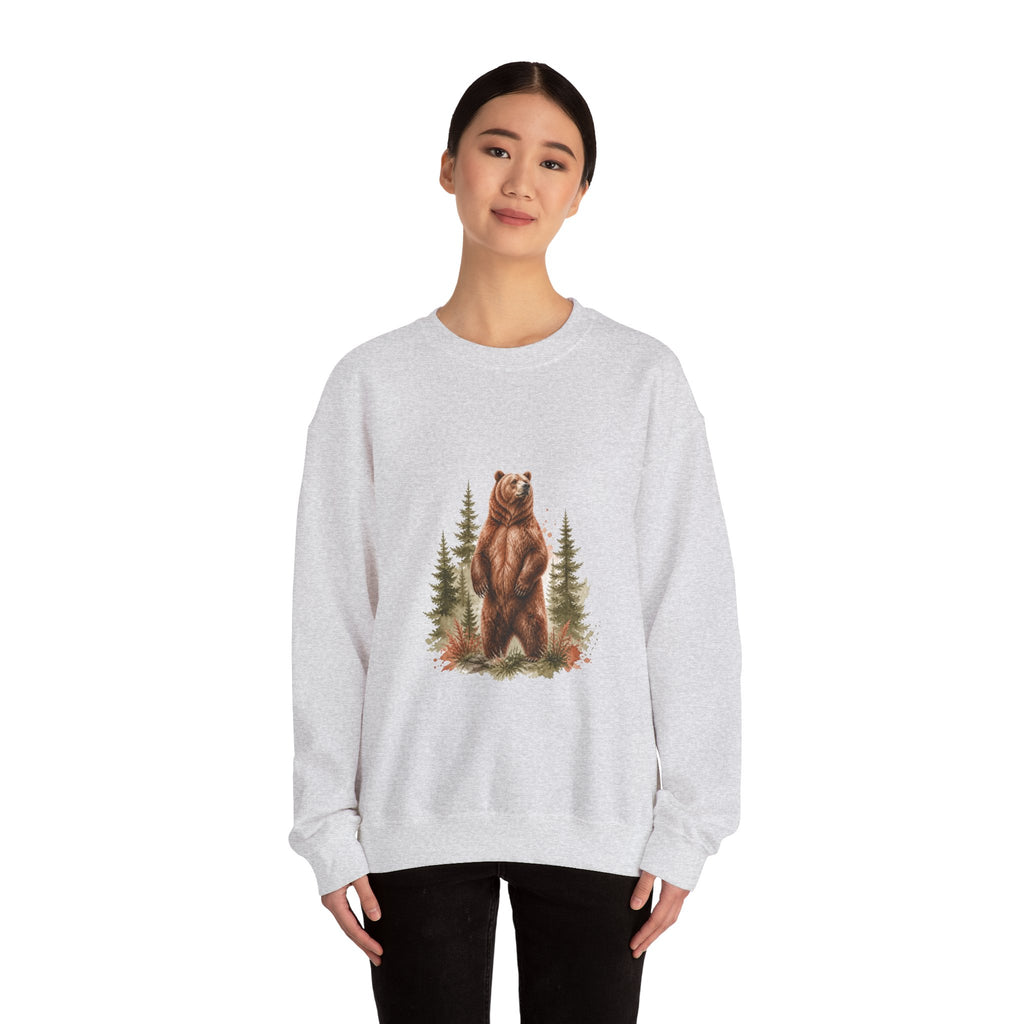 Matching Couple Sweatshirt - Bear & Deer Matching Couple Crewneck Sweatshirt Watercolor Art His Hers Engagement Gift - Design A
