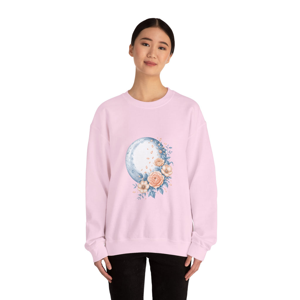 Matching Couple Sweatshirt - Waxing & Waning Moon Matching Couple Crewneck Sweatshirt Vintage Art His Hers Wedding Gift - Design B