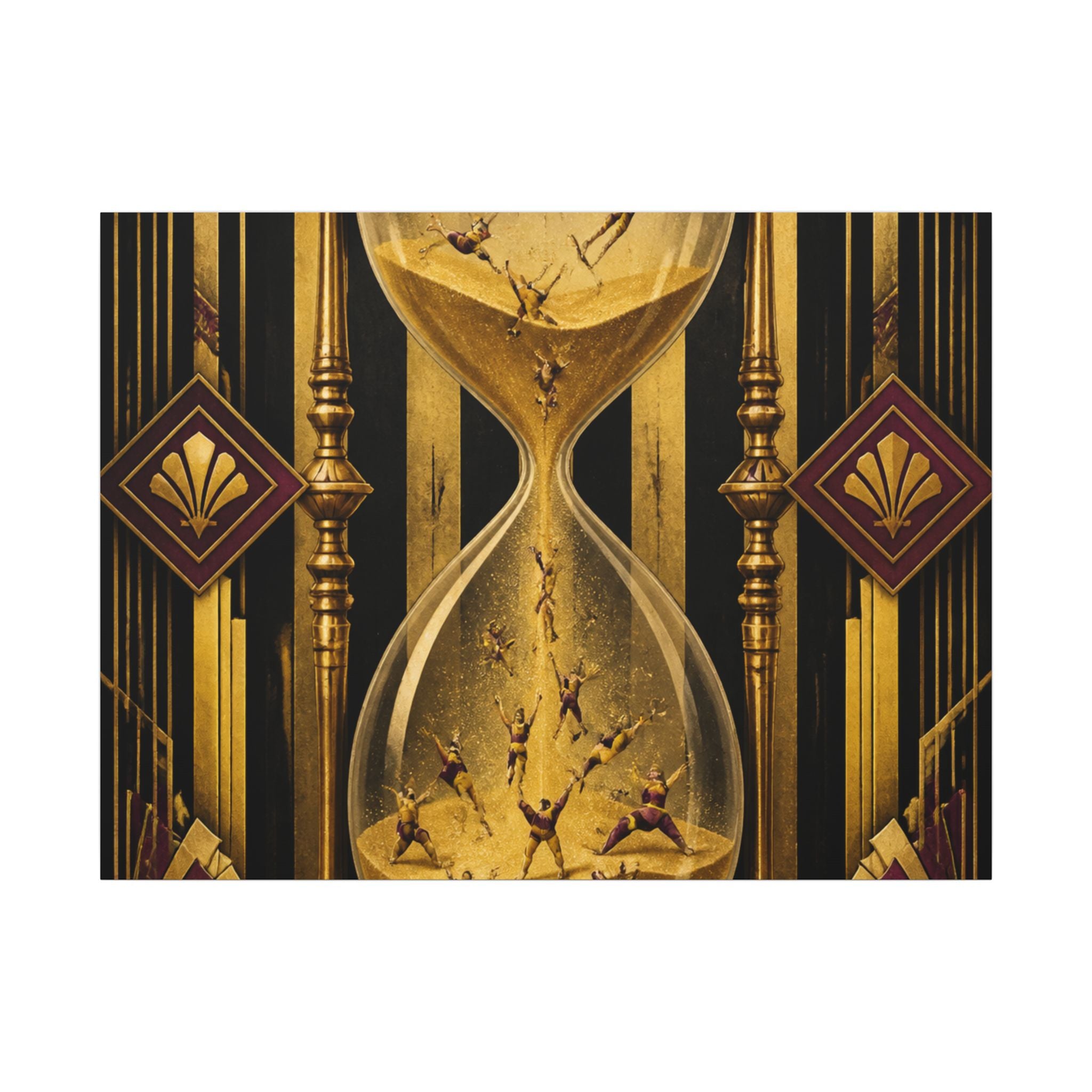 Hourglass Acrobats Wall Art Canvas 16×20 Art Deco Entryway Decor Maximalist Print