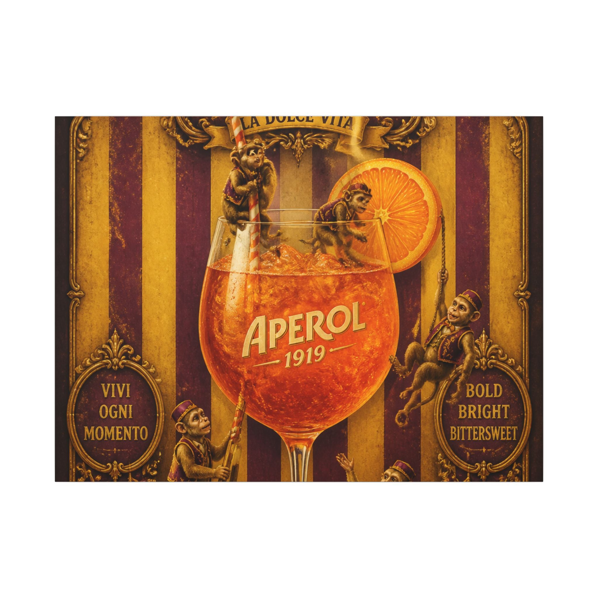 Aperol Spritz Monkeys Wall Art Canvas 24×36 Baroque Studio Decor Maximalist Print