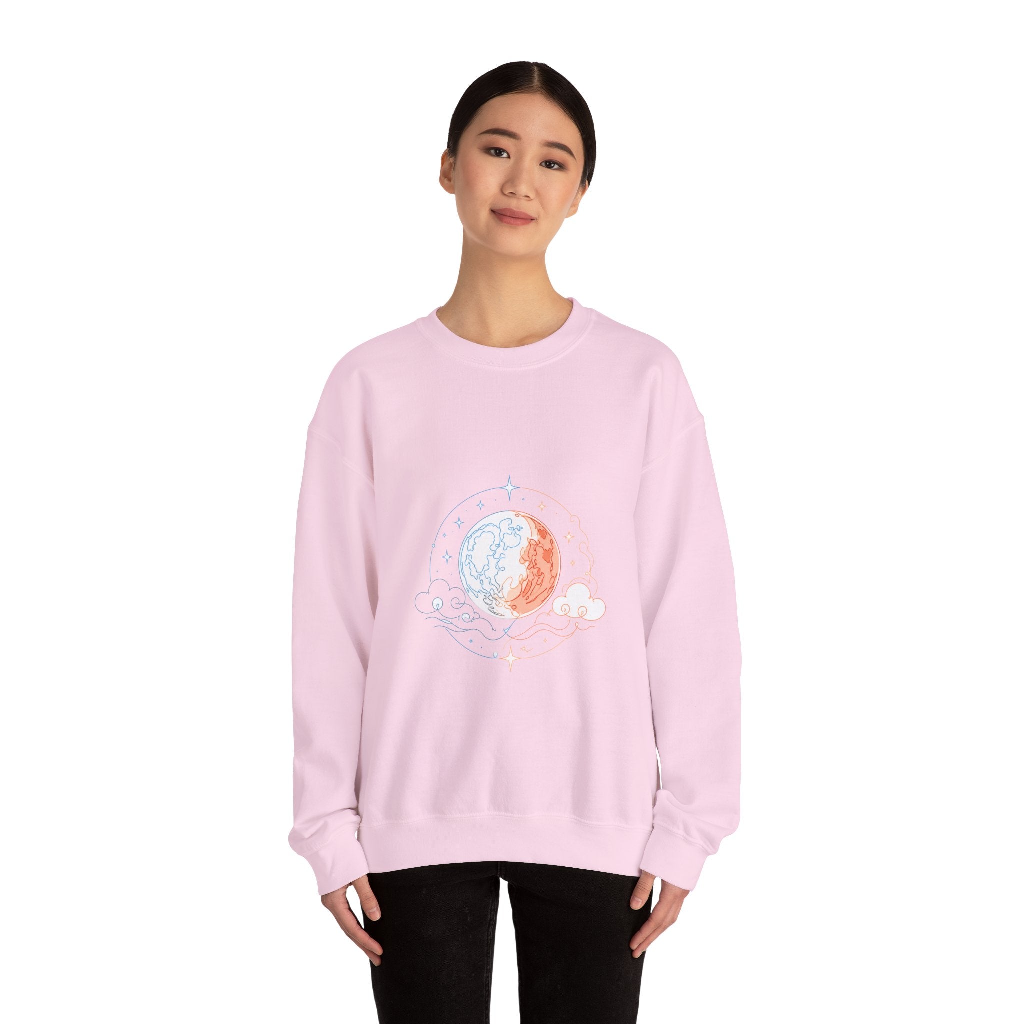 Matching Couple Sweatshirt - Solar & Lunar Eclipse Matching Couple Crewneck Sweatshirt Minimalist Art His Hers Valentine Gift - Design B