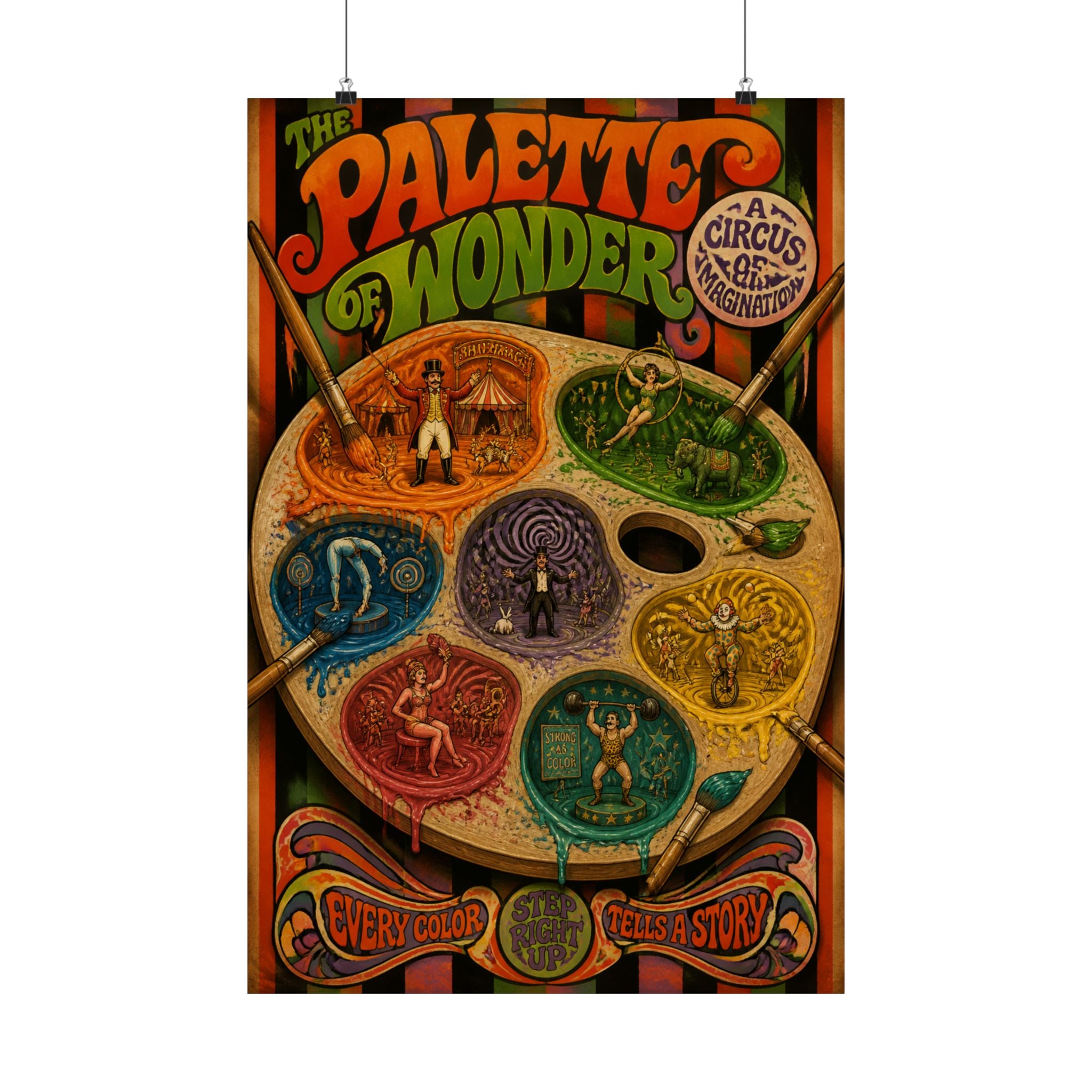 Paint Palette Stage Wall Art Poster 18×24 Psychedelic Cafe Decor Maximalist Print