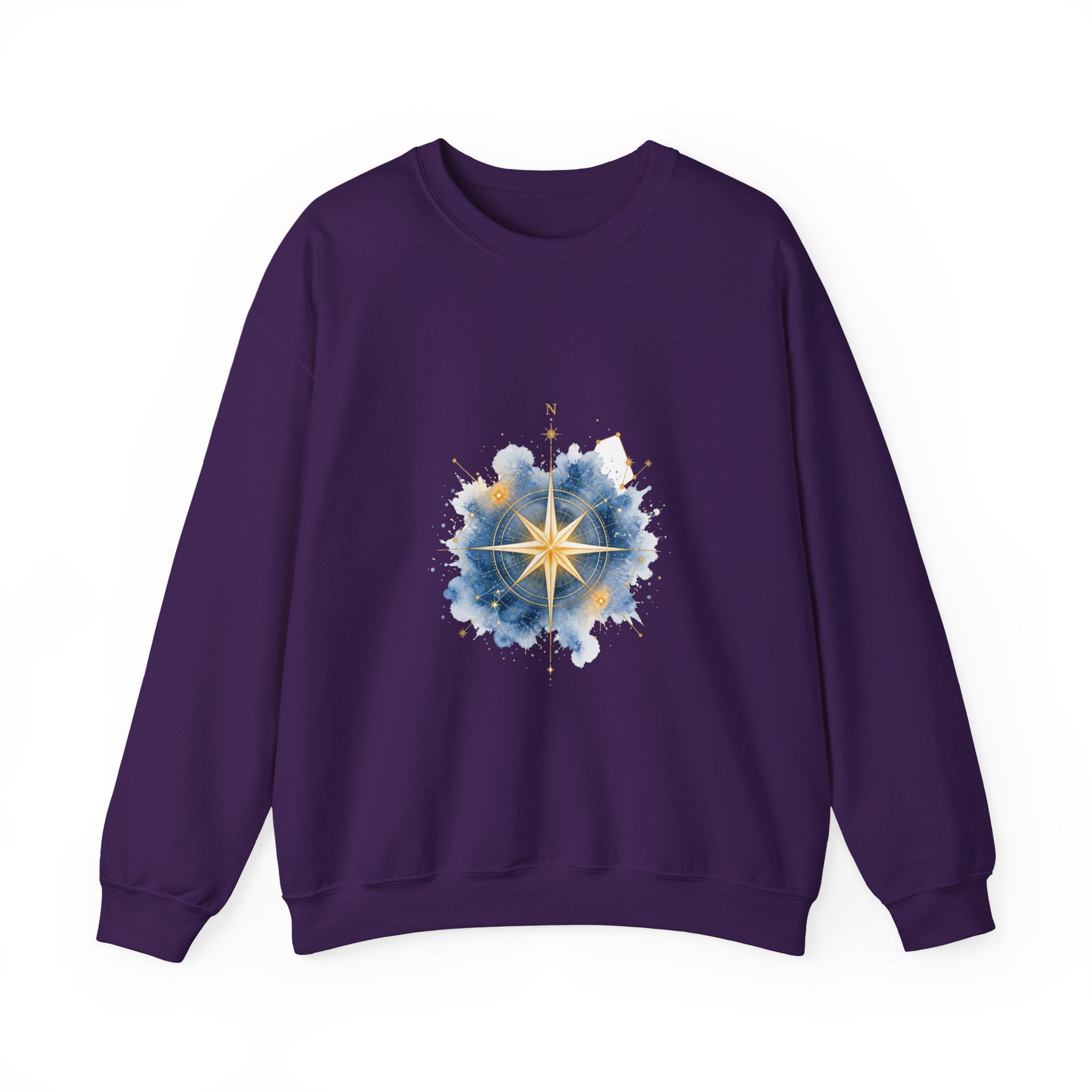 Matching Couple Sweatshirt - Shooting Star & North Star Matching Couple Comfort Colors Crew Watercolor Art His Hers Birthday Gift - Design B