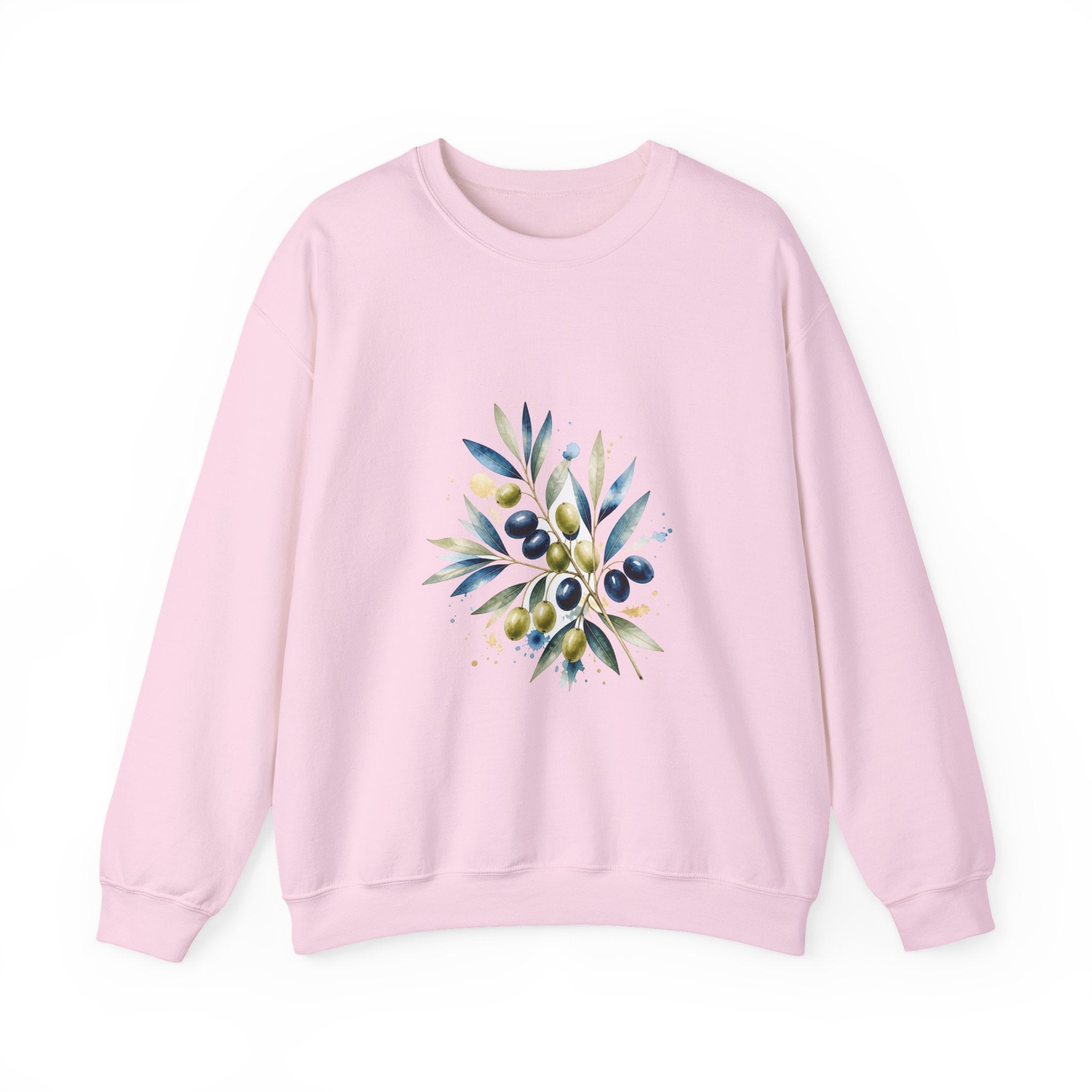 Matching Couple Sweatshirt - Olive Branch & Fig Matching Couple Comfort Colors Crew Watercolor Art His Hers Birthday Gift - Design A