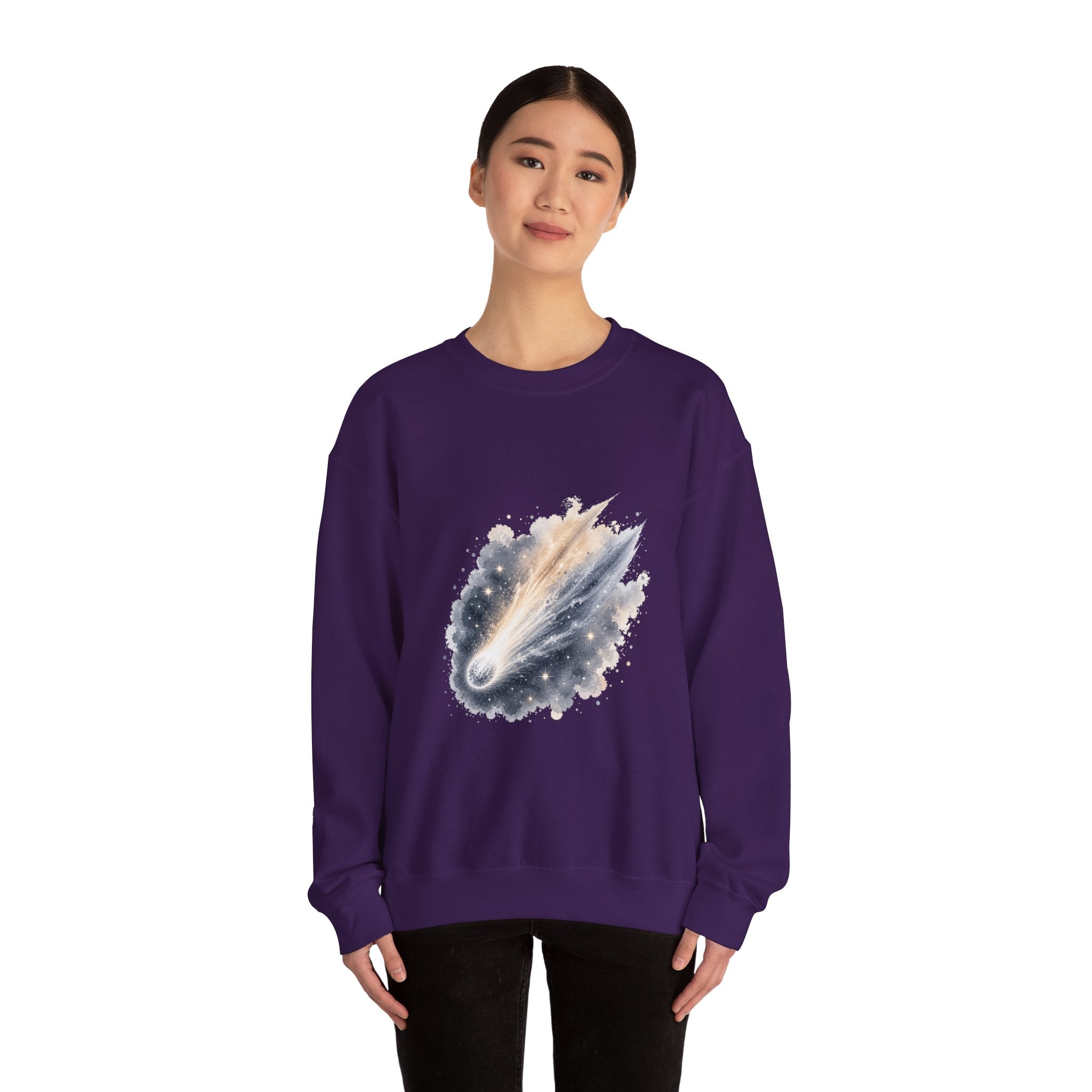Matching Couple Sweatshirt - Comet & Asteroid Matching Couple Comfort Colors Crew Watercolor Art His Hers Birthday Gift - Design A
