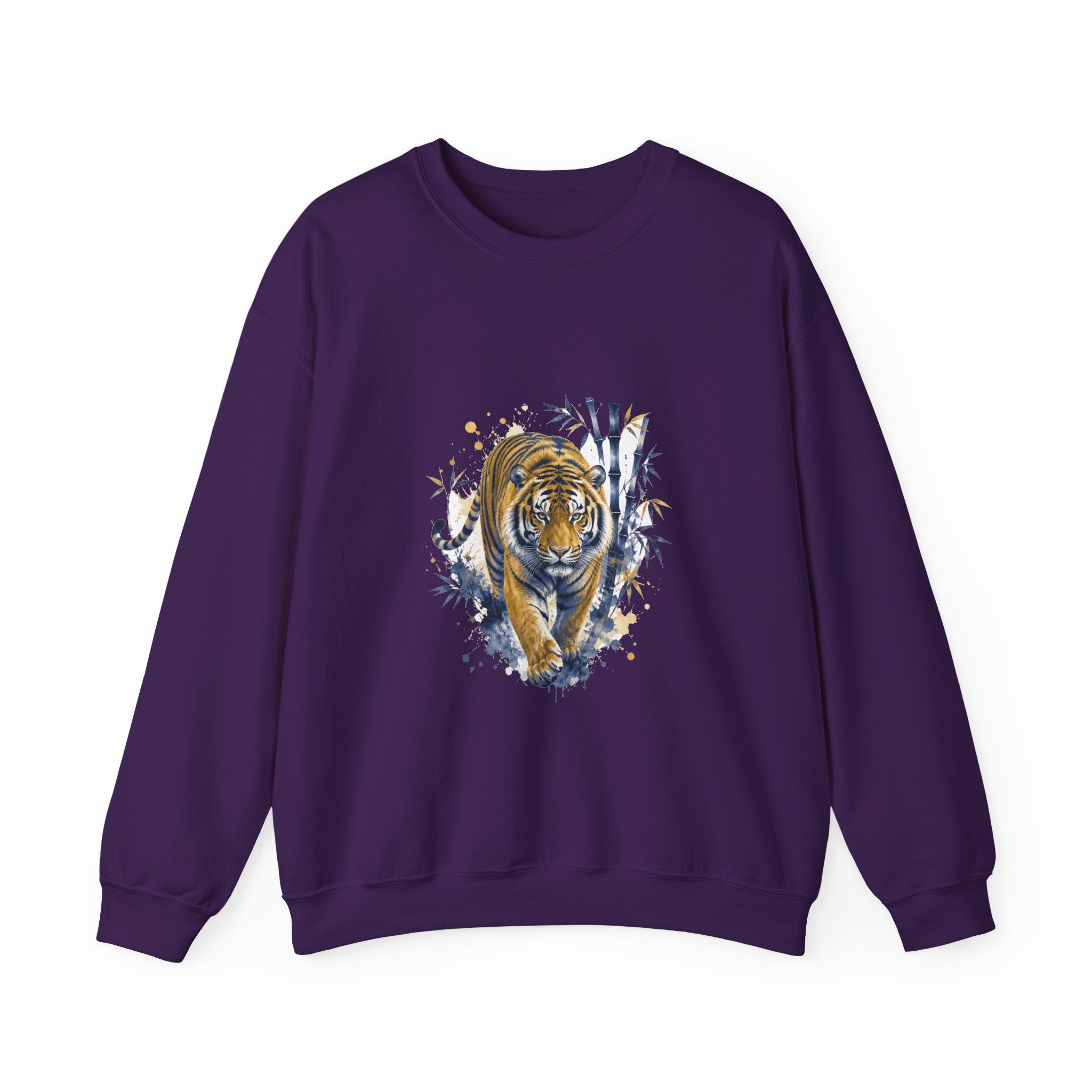 Matching Couple Sweatshirt - Tiger & Crane Matching Couple Crewneck Sweatshirt Watercolor Art His Hers Engagement Gift - Design A